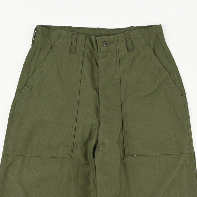 60's SATEEN FATIGUE PANTS BUTTON FLY DEAD STOCK SIZE W30 L35