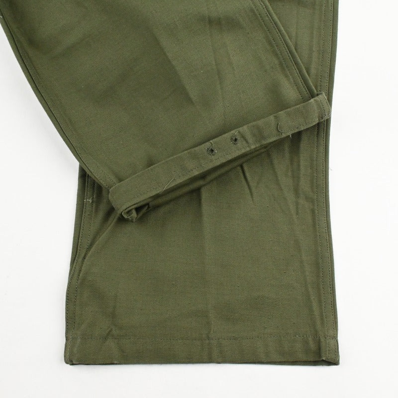 60's SATEEN FATIGUE PANTS BUTTON FLY DEAD STOCK SIZE W30 L35