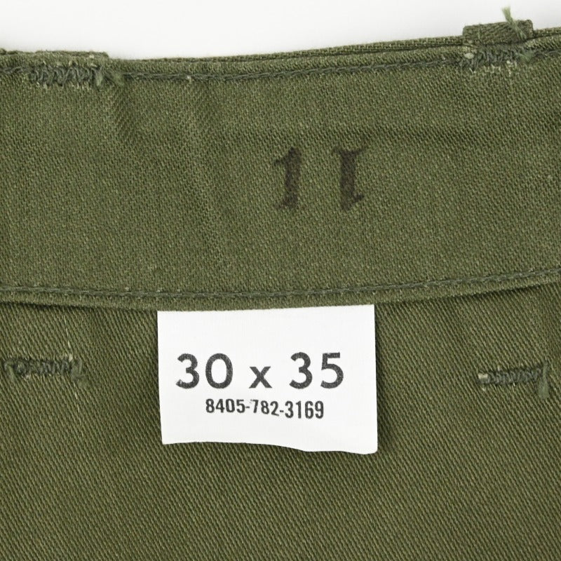 60's SATEEN FATIGUE PANTS BUTTON FLY DEAD STOCK SIZE W30 L35