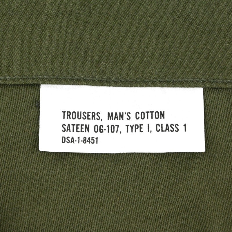 60's SATEEN FATIGUE PANTS BUTTON FLY DEAD STOCK SIZE W30 L35