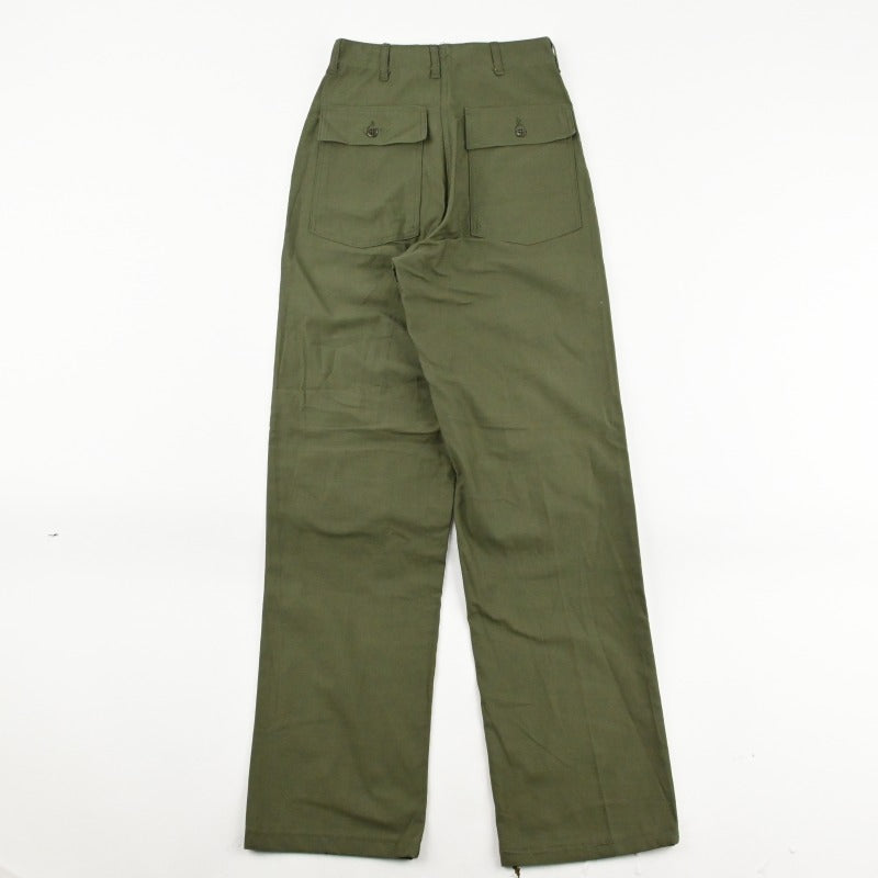 60's SATEEN FATIGUE PANTS BUTTON FLY DEAD STOCK SIZE W30 L35