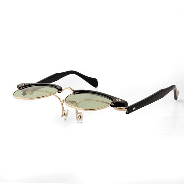 FLAME:Black×Gold LENSES:Olive Foremost Garments Flip up Glasses