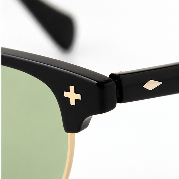 FLAME:Black×Gold LENSES:Olive Foremost Garments Flip up Glasses