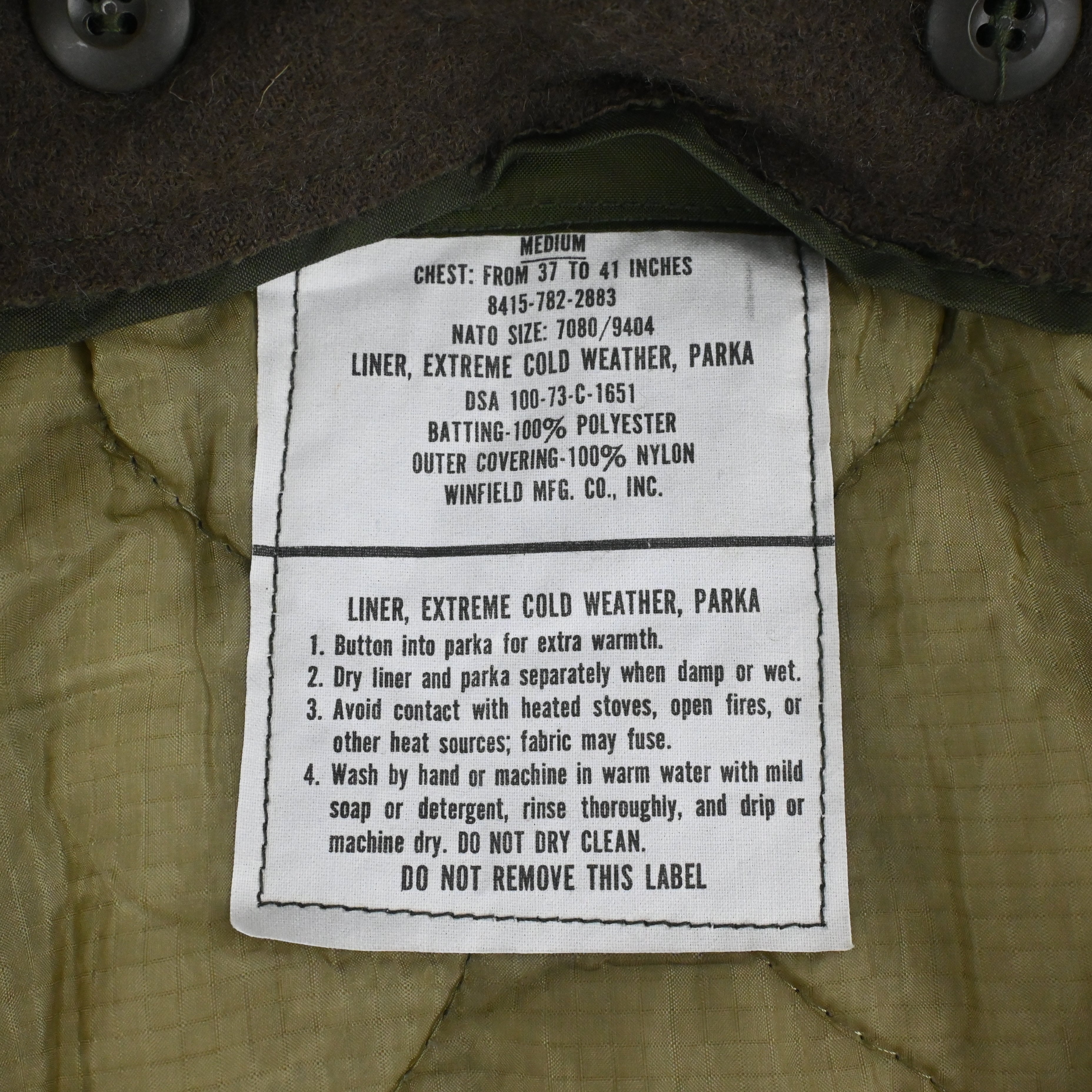 '82 M-65 FIELD PARKA FULL SET NON WASH SIZE MEDIUM
