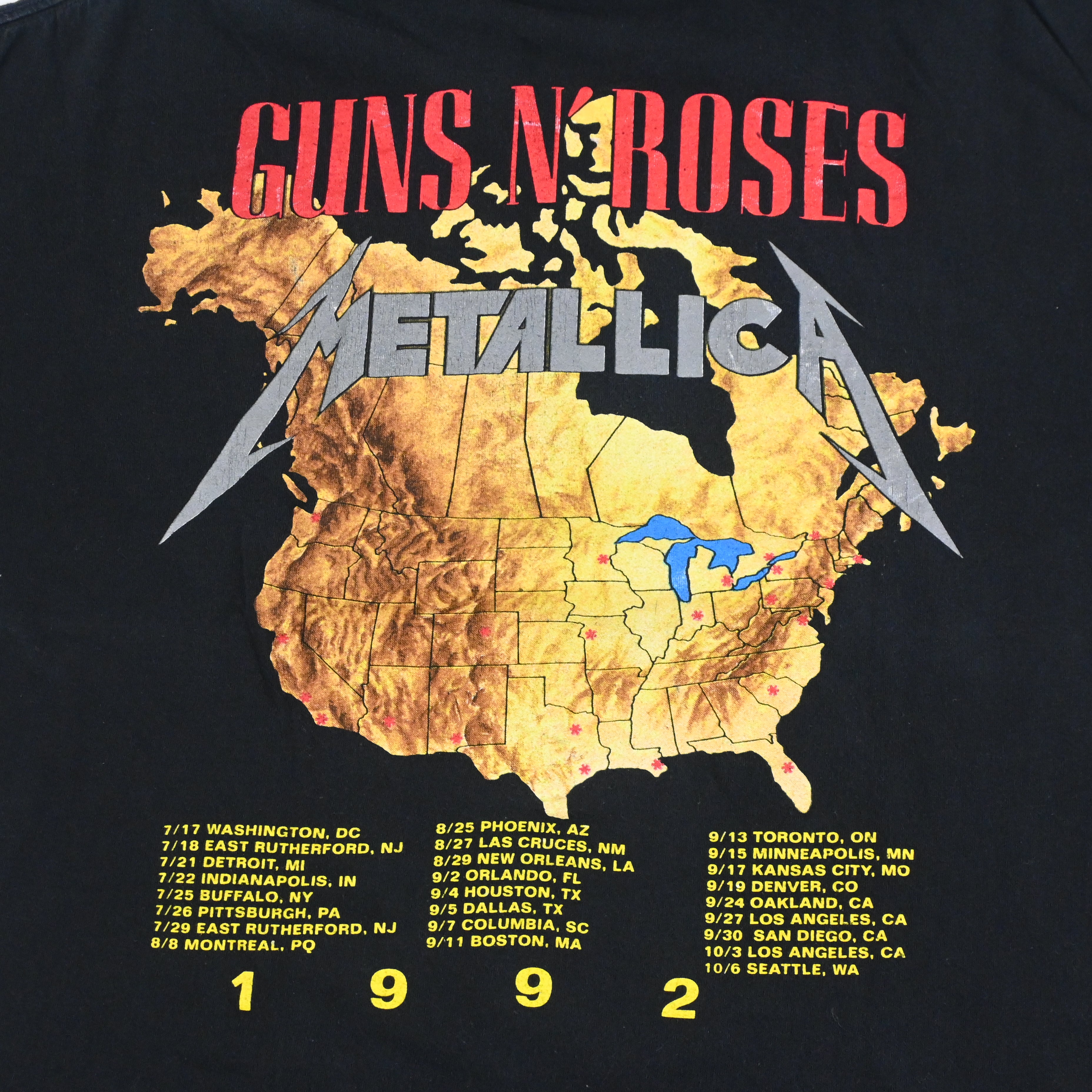 92© METALLICA × GUNS N' ROSES TOUR T-SHIRT SIZE XL