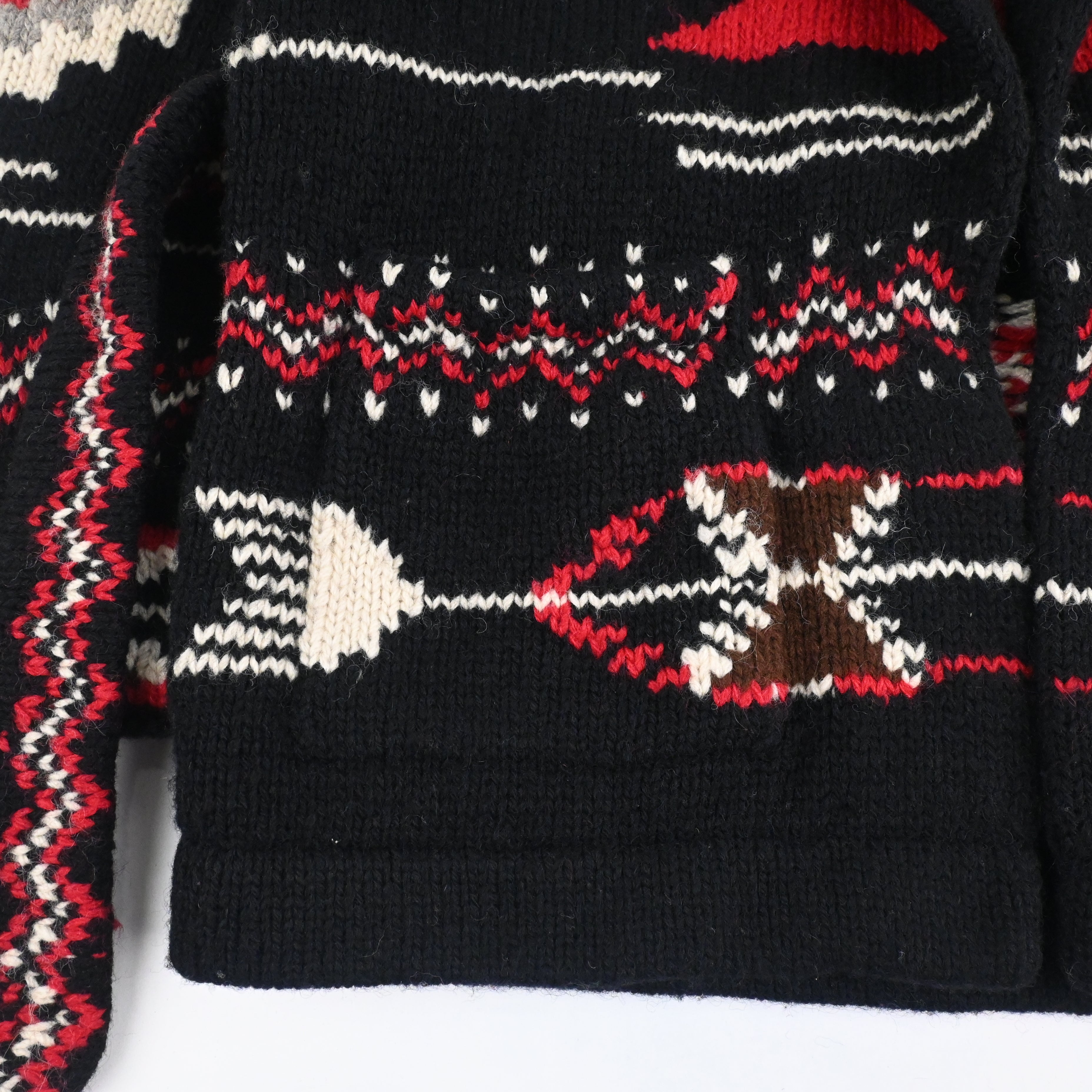 90's Ralph Lauren Native Hand Knitted Shawl Collar Cardigan Size S Black