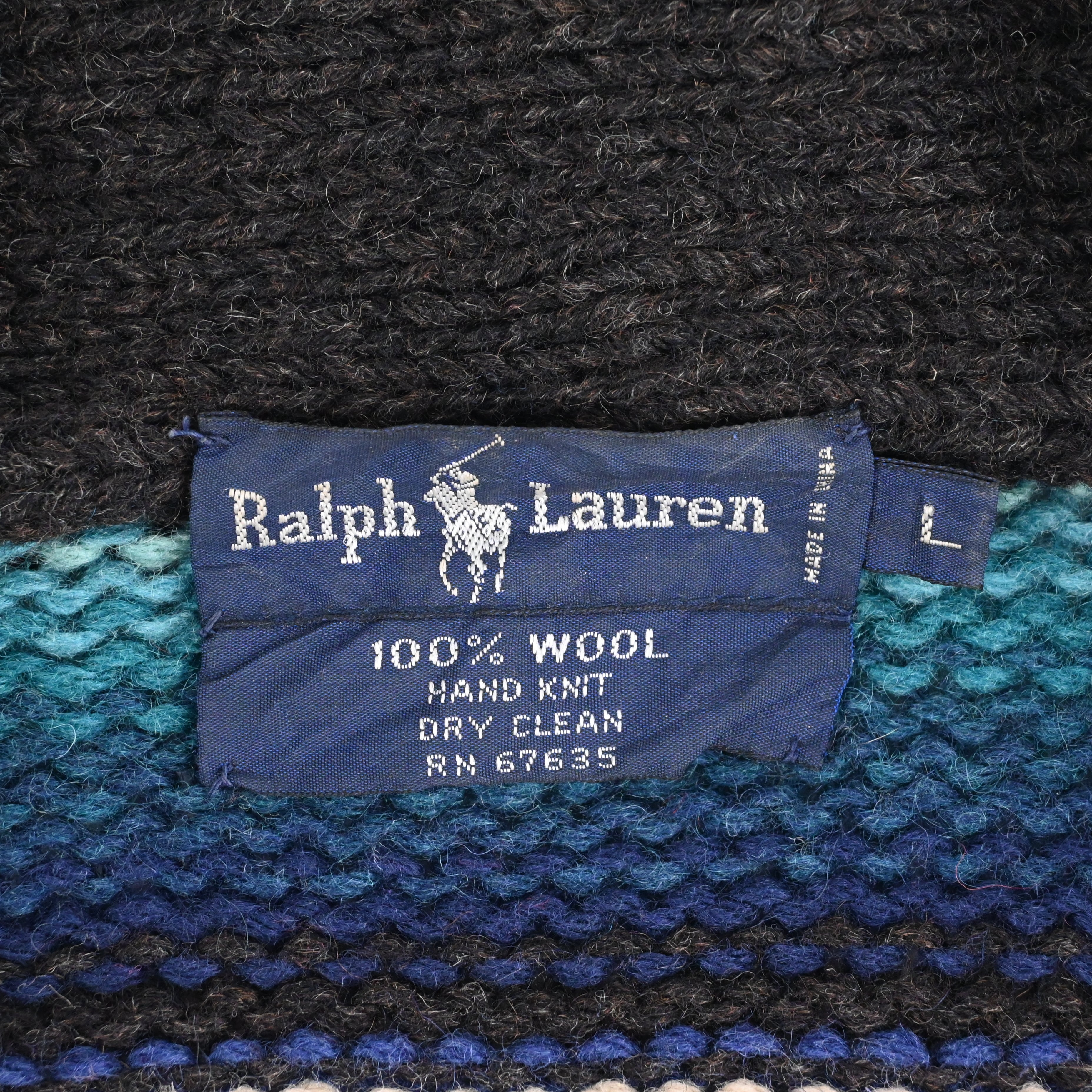 90's Ralph Lauren Native Border Hand Knitted Shawl Collar Cardigan Size L