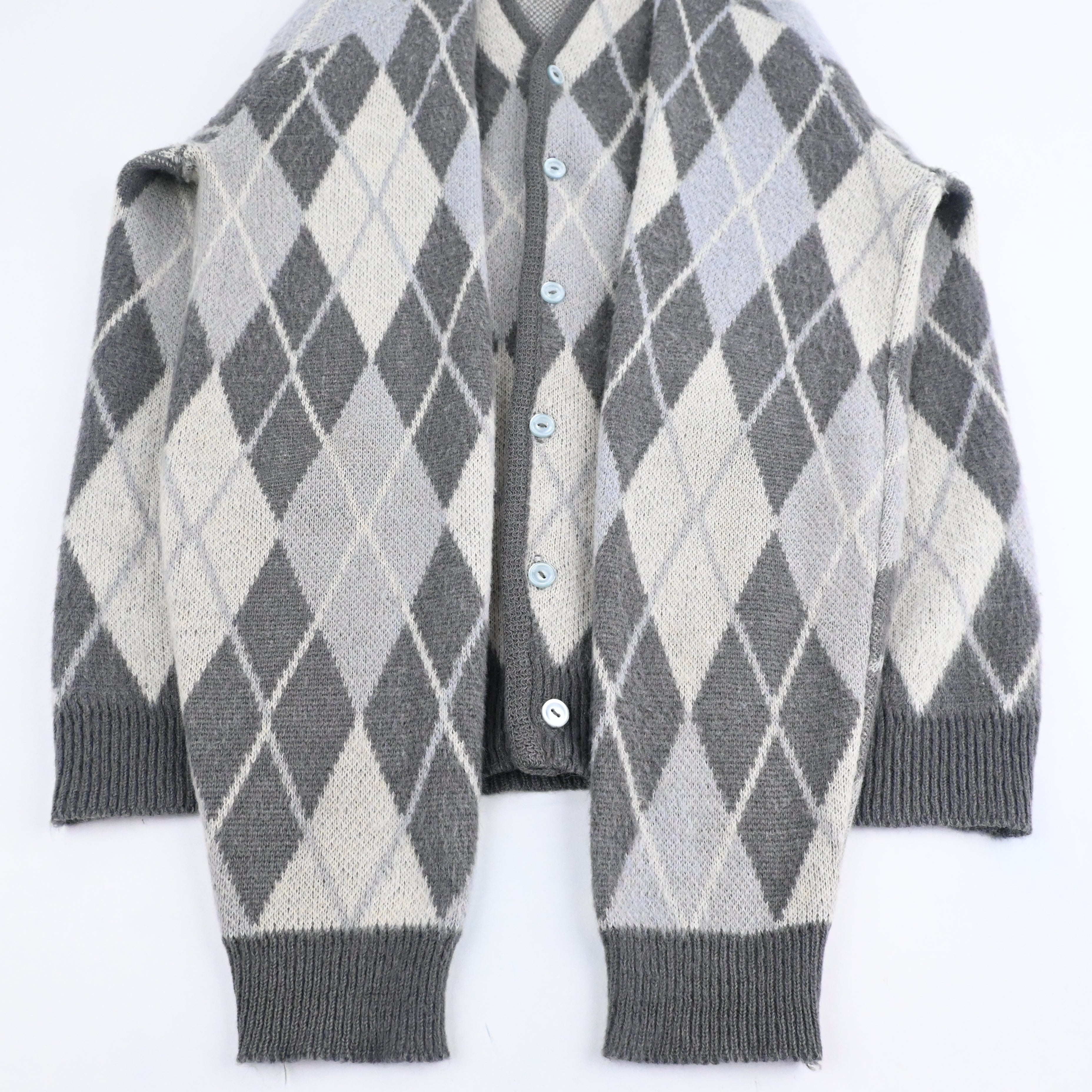 60's SEARS KINGS ROAD SPORTSWEAR ARGYLE MOHAIR CARDIGAN SIZE L