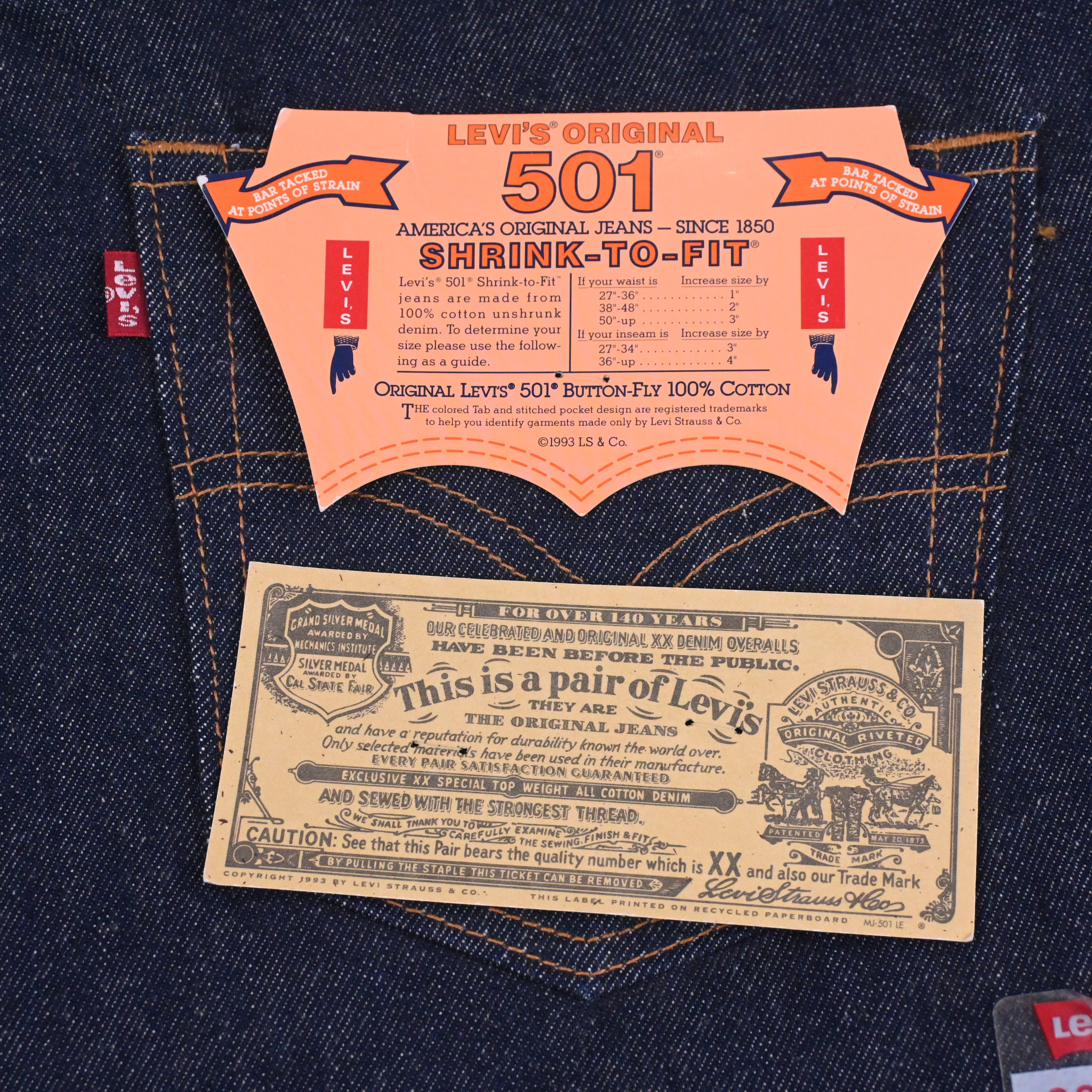 '01 Levi's 501-0000 DEAD STOCK Size W38 L30
