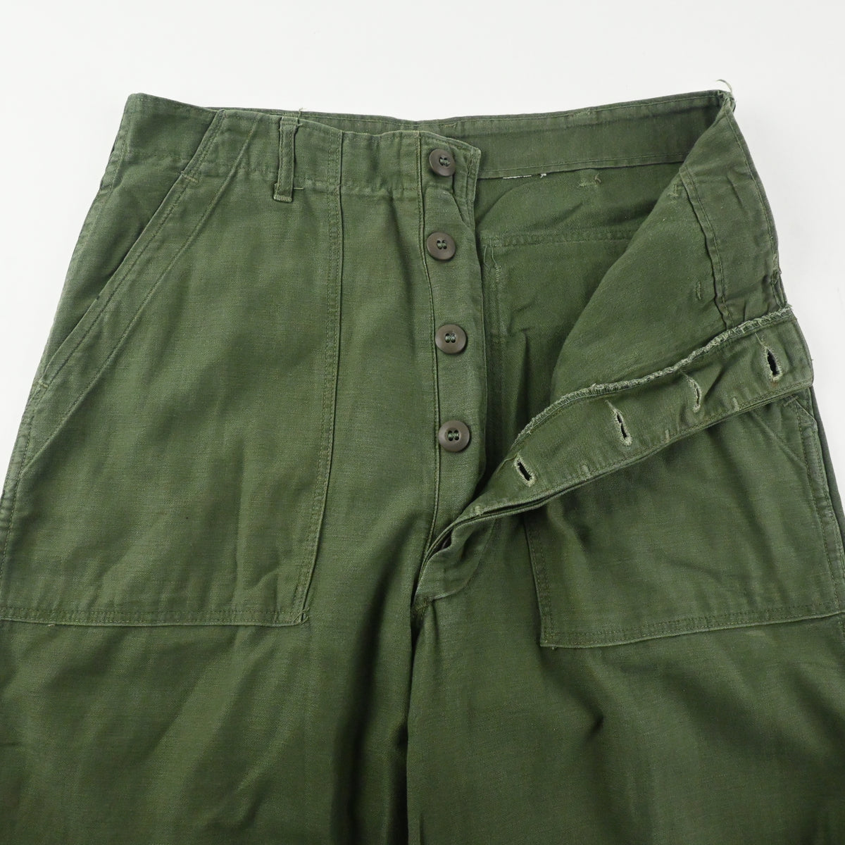 60's SATEEN FATIGUE PANTS BUTTON FLY SIZE W31 L31