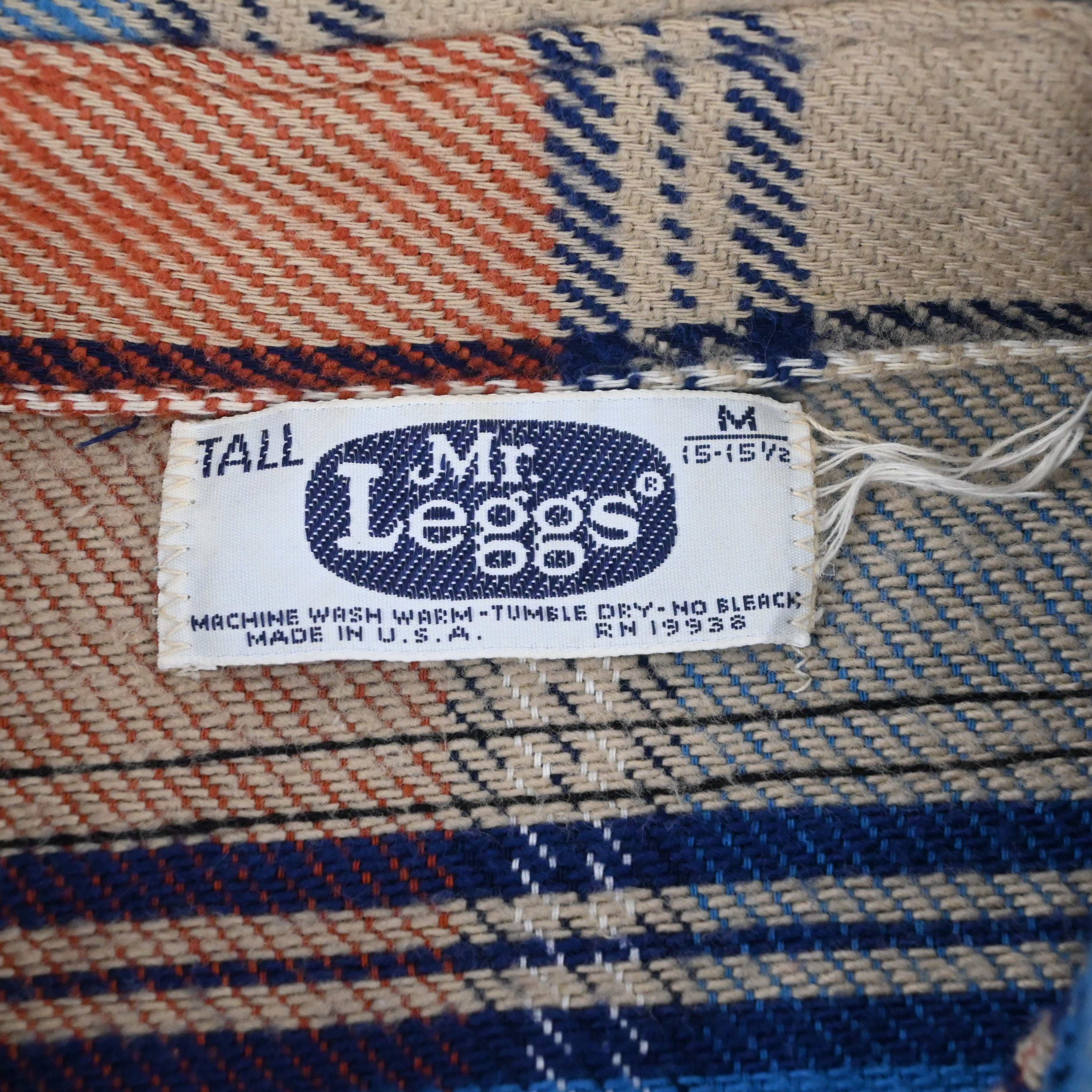 70's~ Mr. Leggs FLANNEL L/S SHIRT SIZE M-TALL