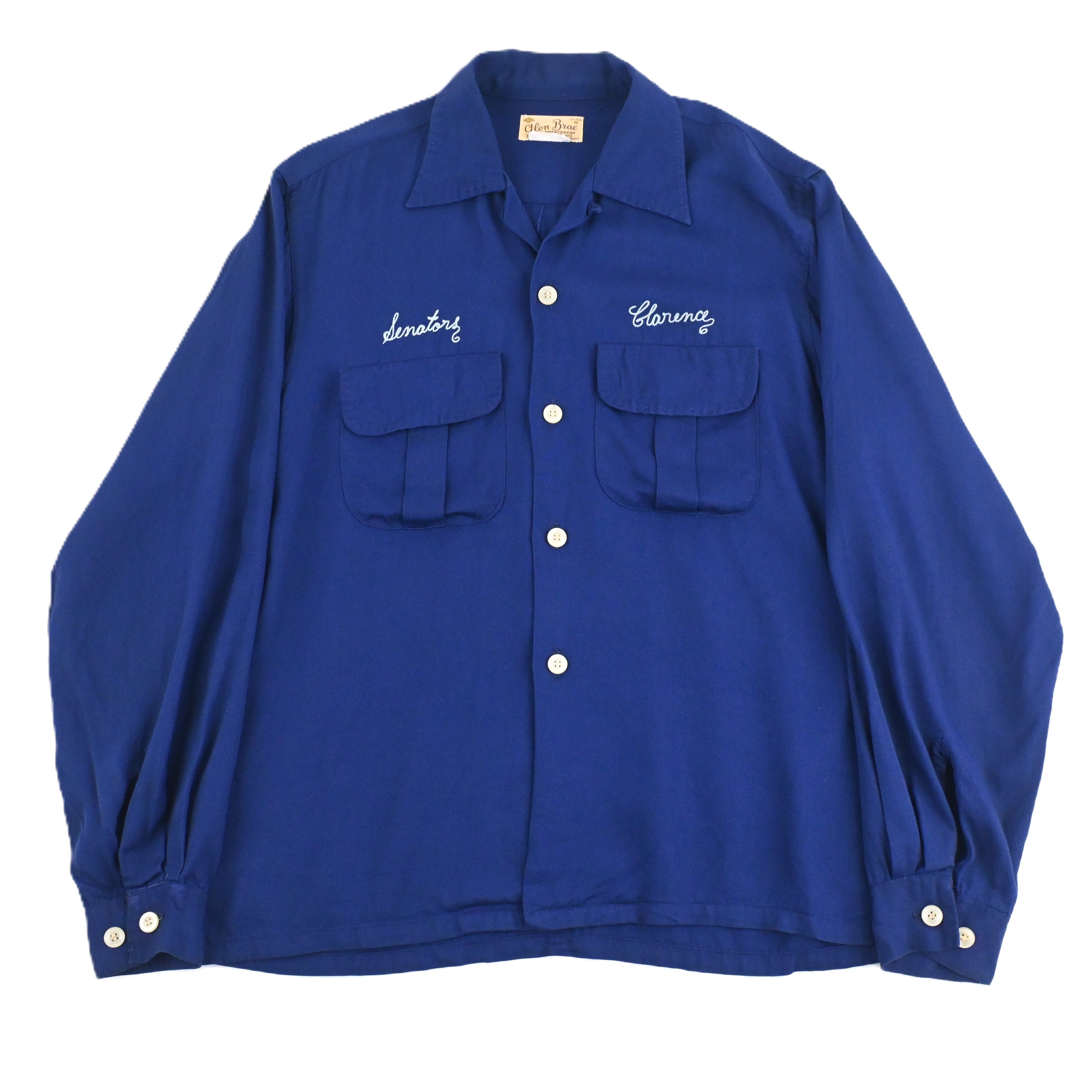 50's GLEN BRAC RAYON GAB LOOP COLLAR SHIRT SIZE M