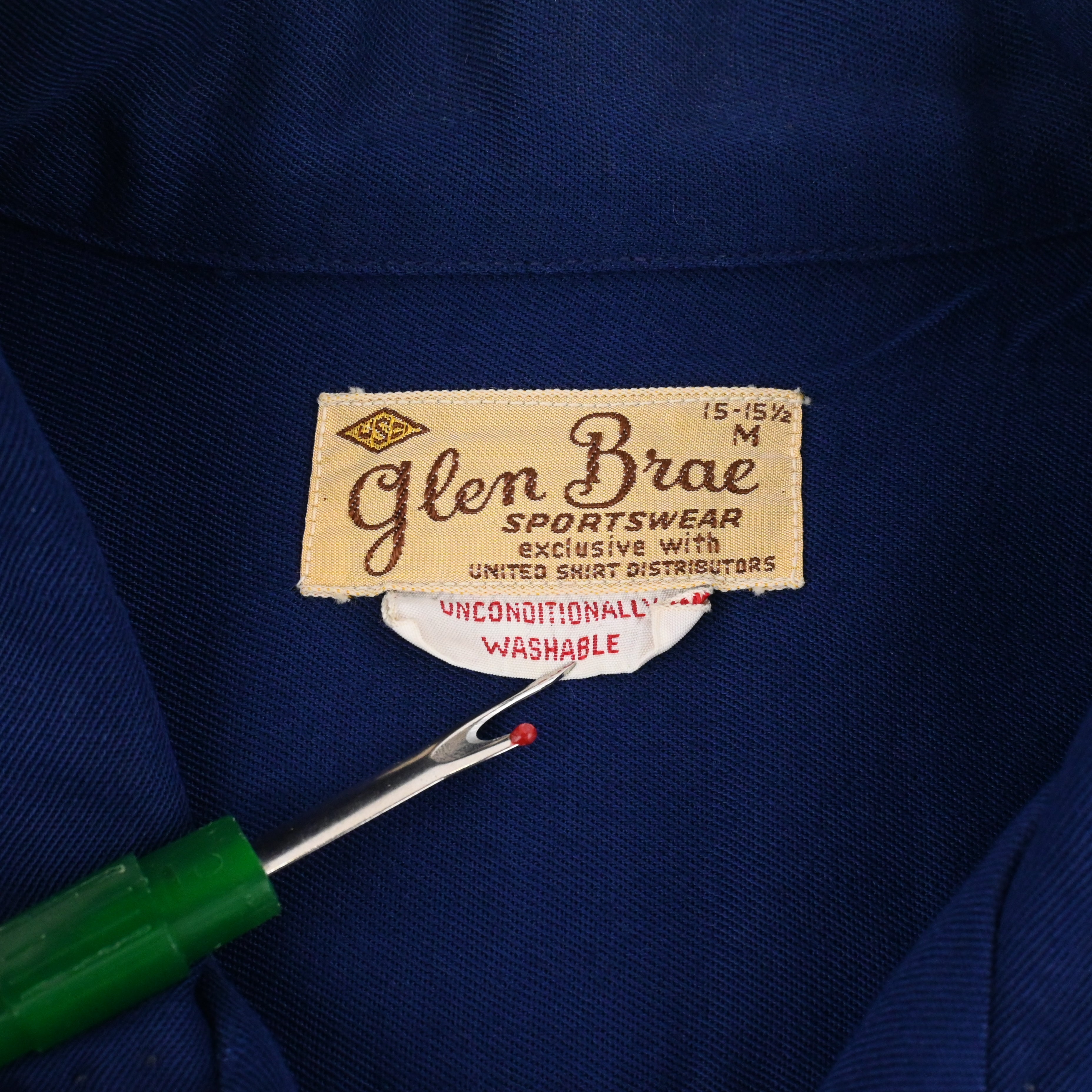 50's GLEN BRAC RAYON GAB LOOP COLLAR SHIRT SIZE M