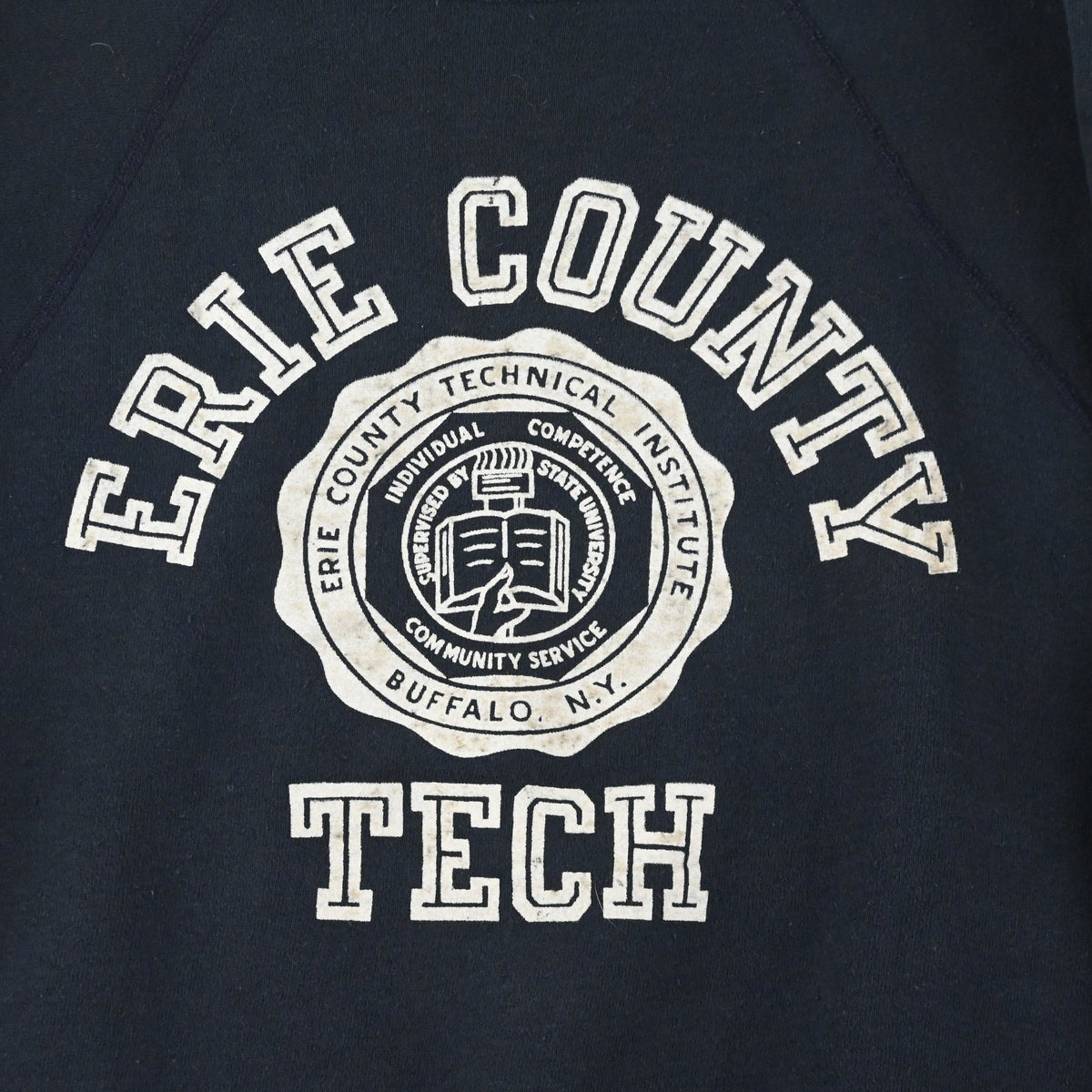 60's CHAMPION "ERIE COUNTY TECH" FLOCKY PRINTED SWEAT SHIRT SIZE L