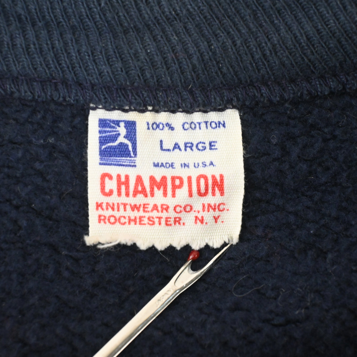 60's CHAMPION "ERIE COUNTY TECH" FLOCKY PRINTED SWEAT SHIRT SIZE L