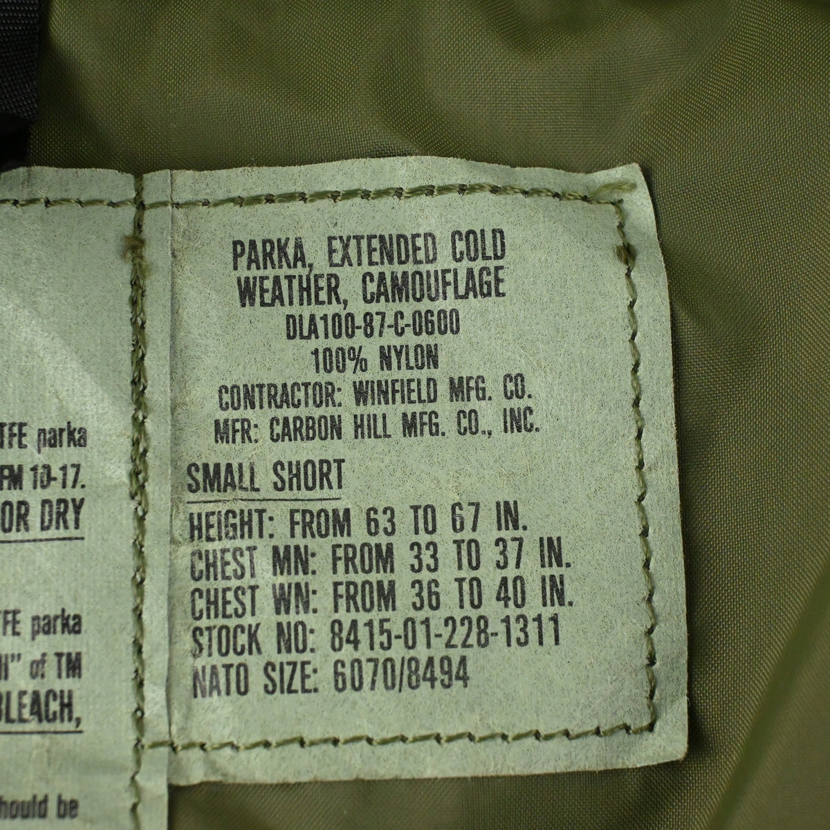 '87 ECWCS GEN1 EARLY MOD GORE-TEX PARKA SIZE SMALL-SHORT