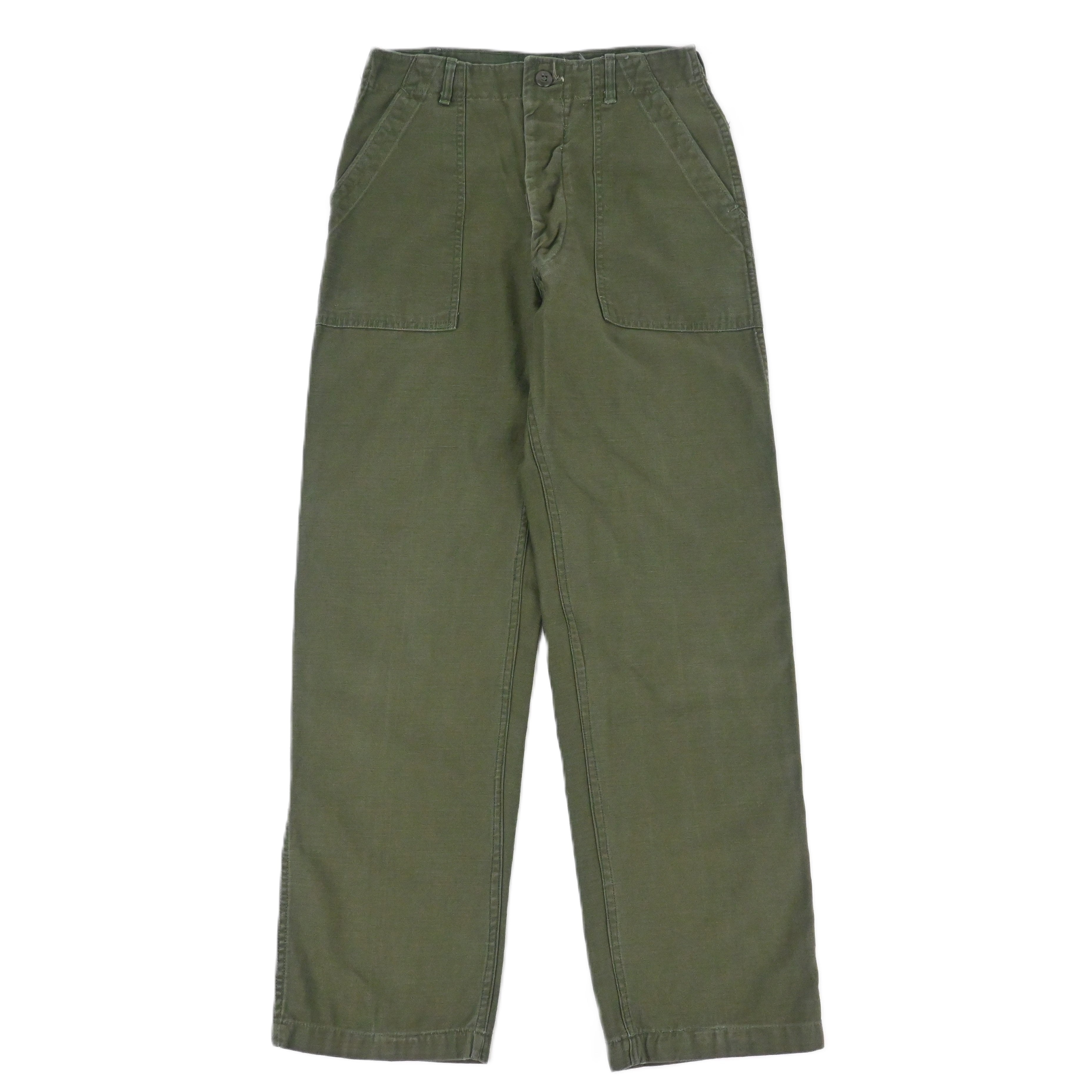 60's SATEEN FATIGUE PANTS BUTTON FLY W31 L30