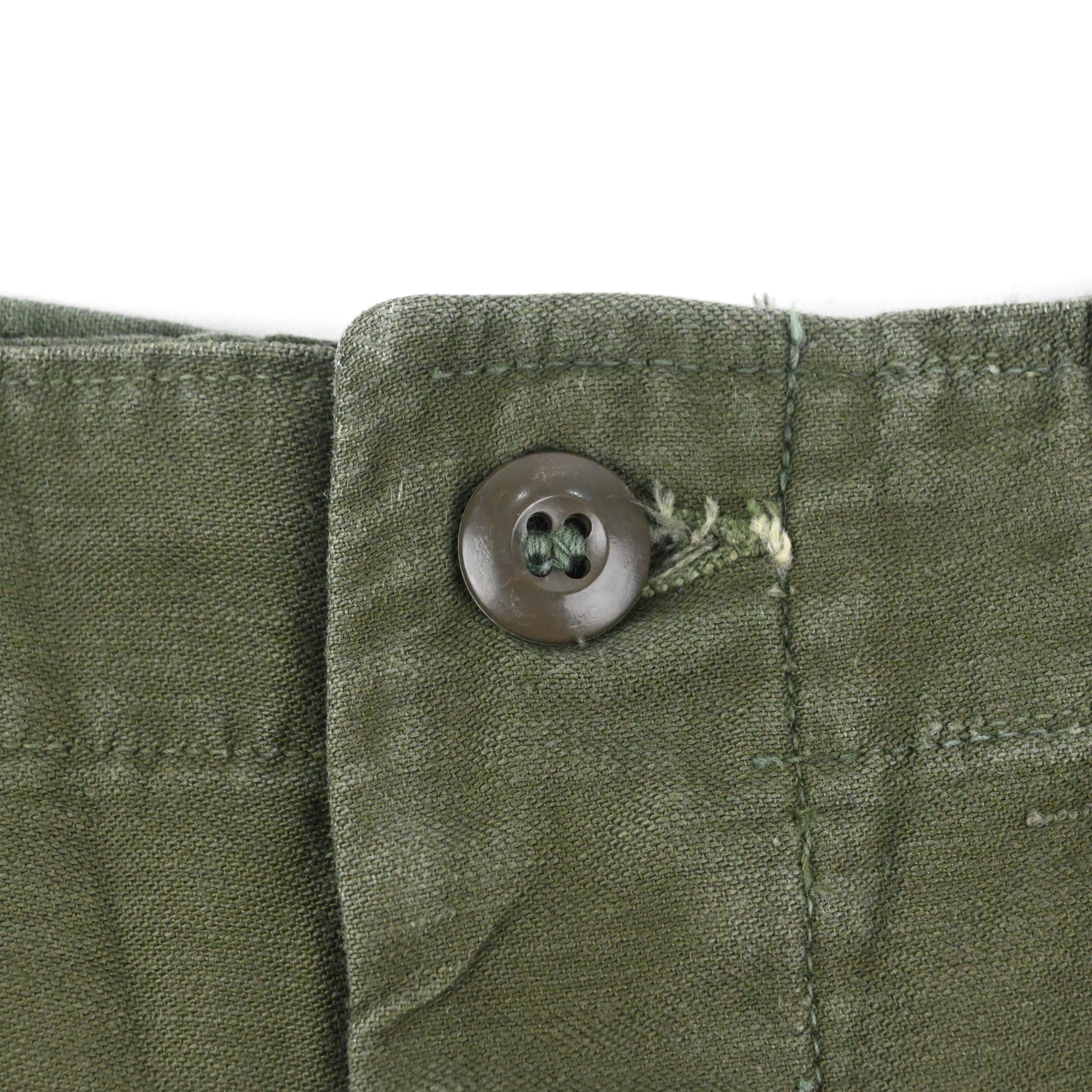 60's SATEEN FATIGUE PANTS BUTTON FLY W31 L30