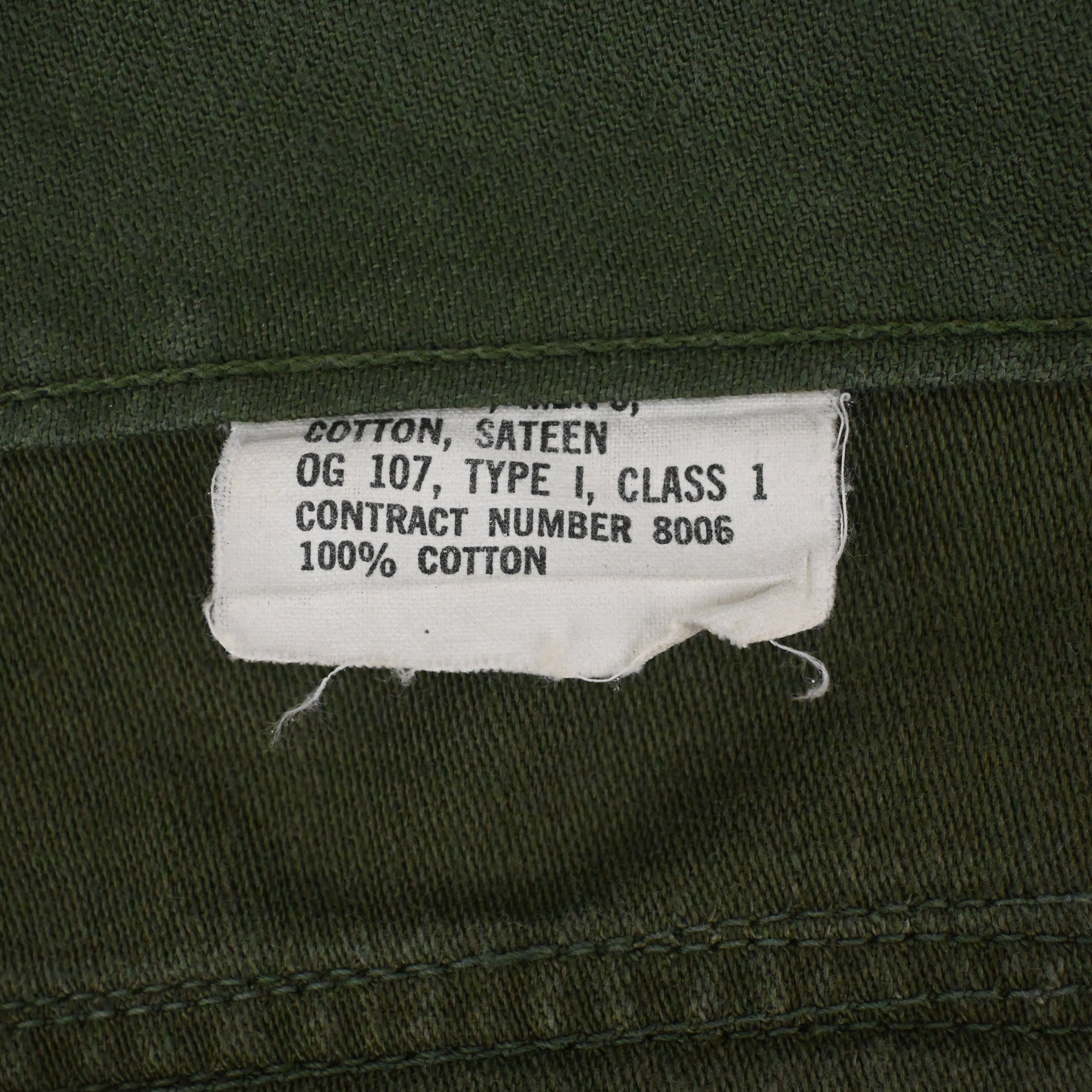 60's SATEEN FATIGUE PANTS BUTTON FLY W31 L30