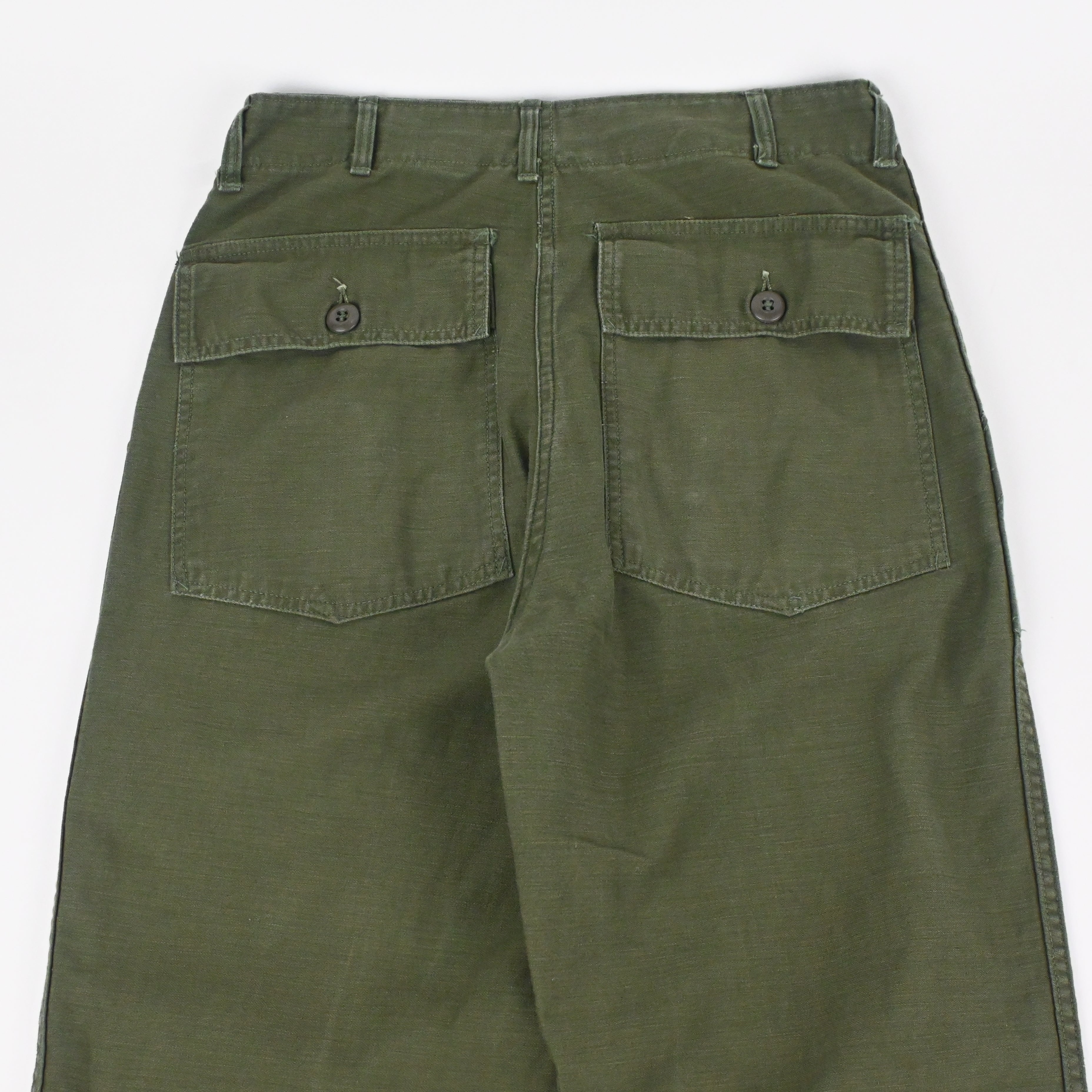 60's SATEEN FATIGUE PANTS BUTTON FLY W31 L30