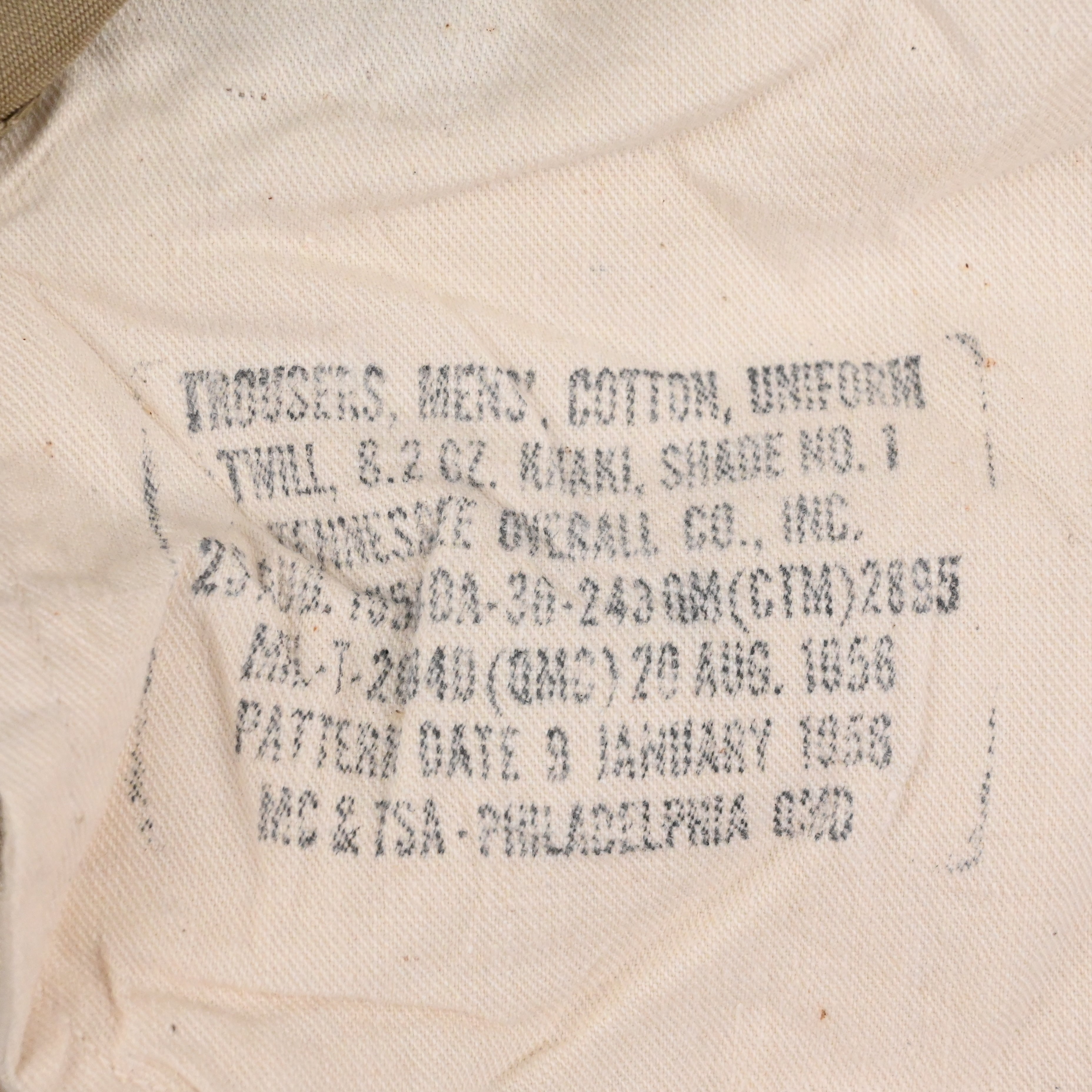 '56 US ARMY CHINO TROUSERS MIL-T-2064 BUTTONFLY SIZE 32×30 MINT