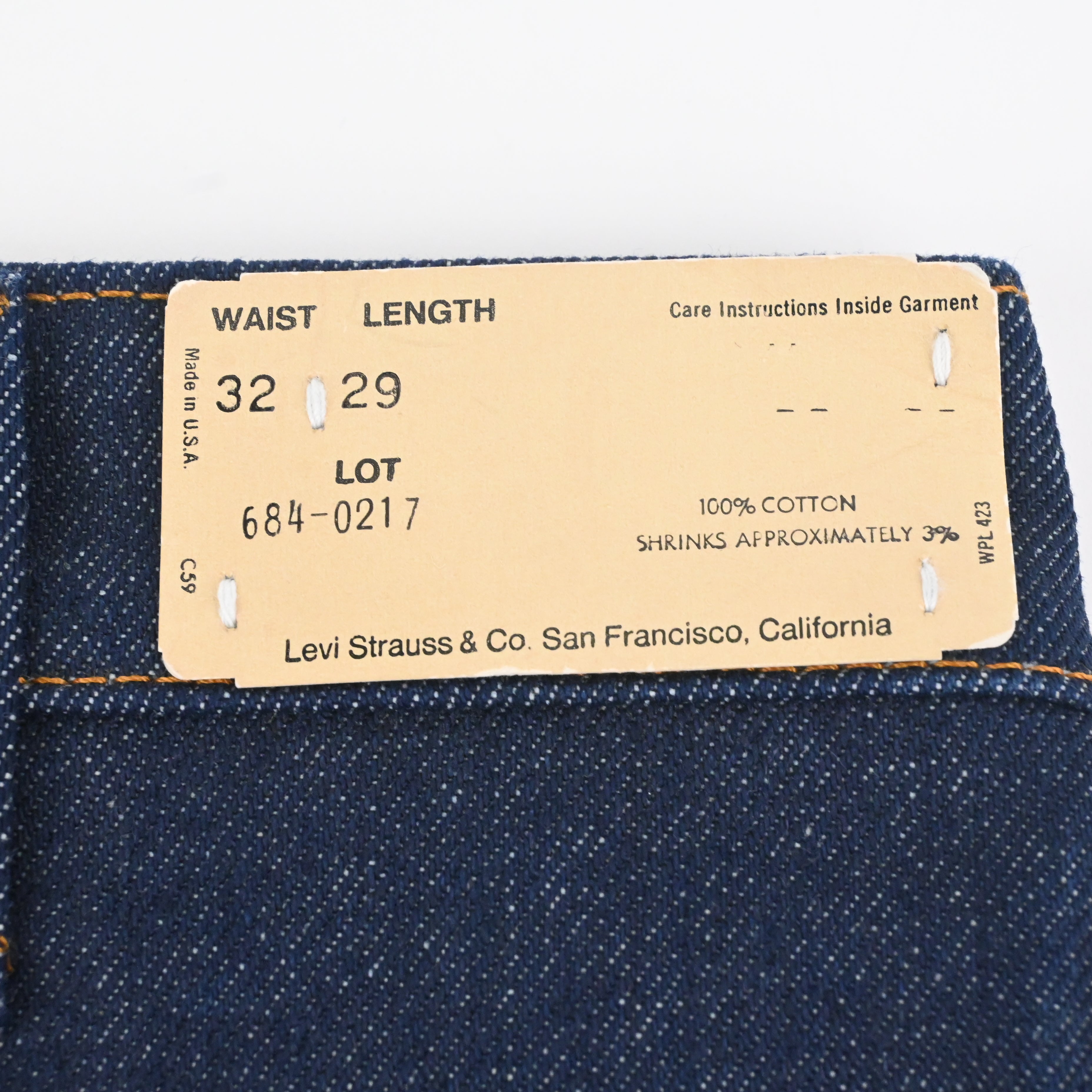 '82 LEVI'S 684-0217 SIZE W32 L29 DEAD STOCK