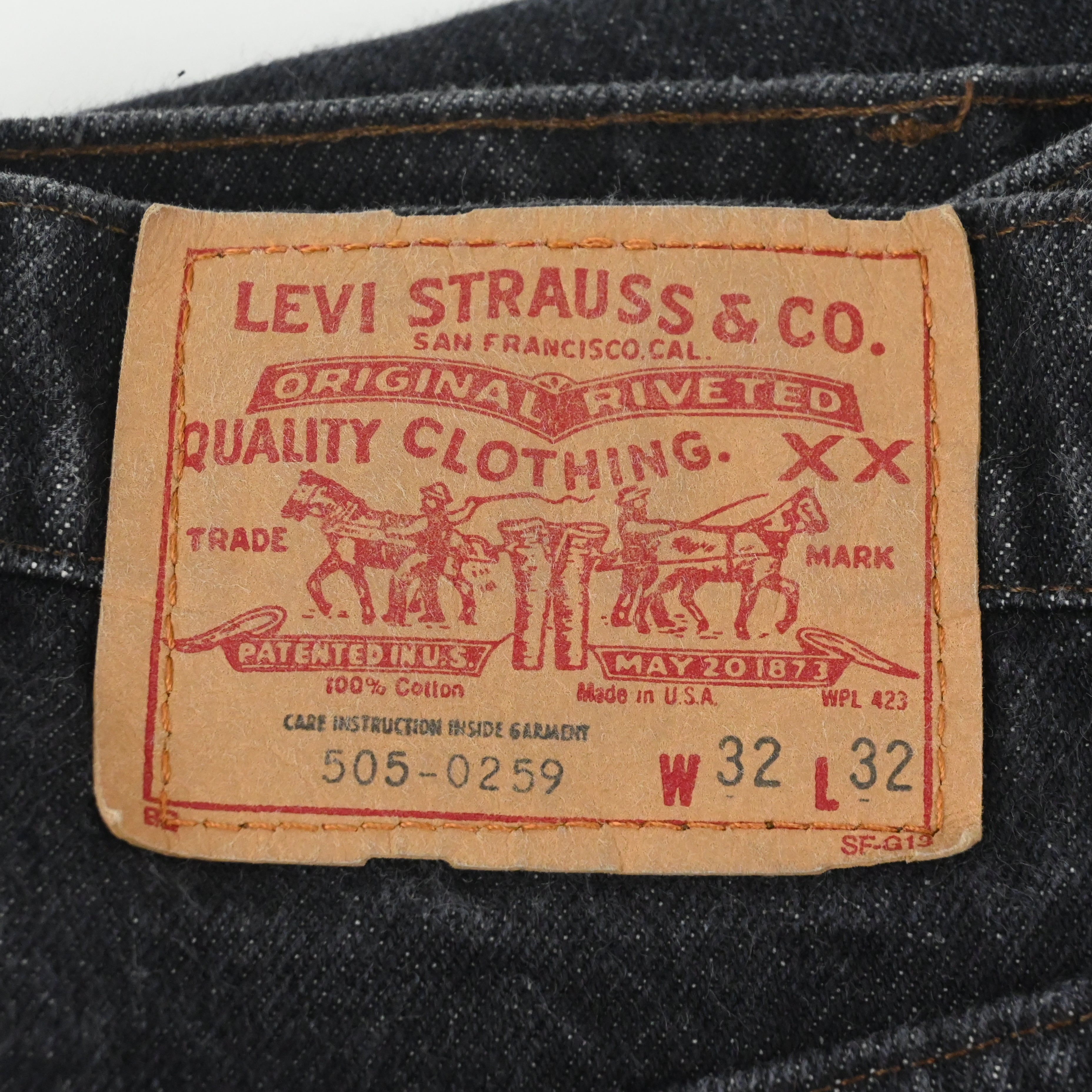 80's LEVI'S 505-0259 SIZE W31 L32 BLACK