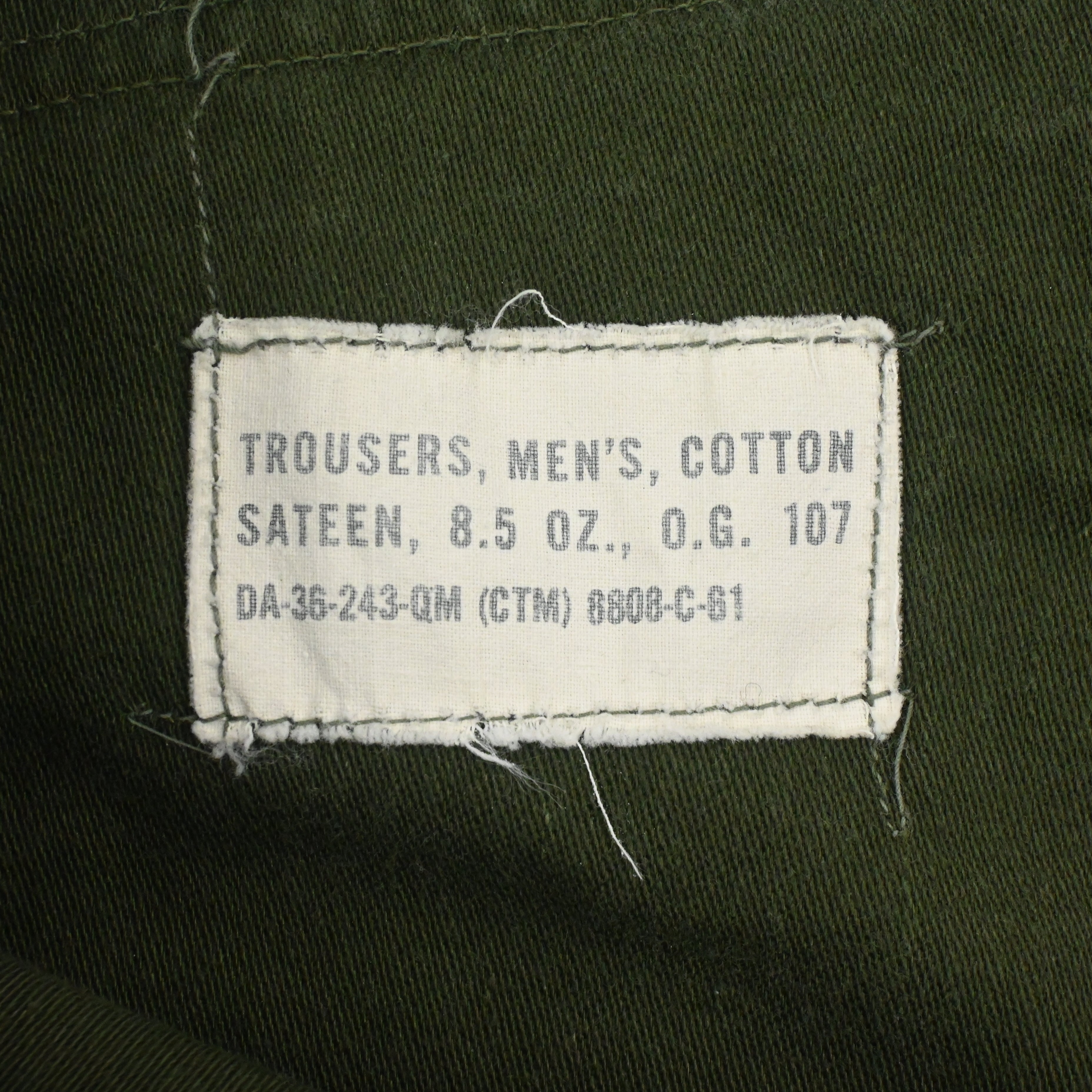 '61 SATEEN FATIGUE PANTS BUTTON FLY SIZE  W29 L31