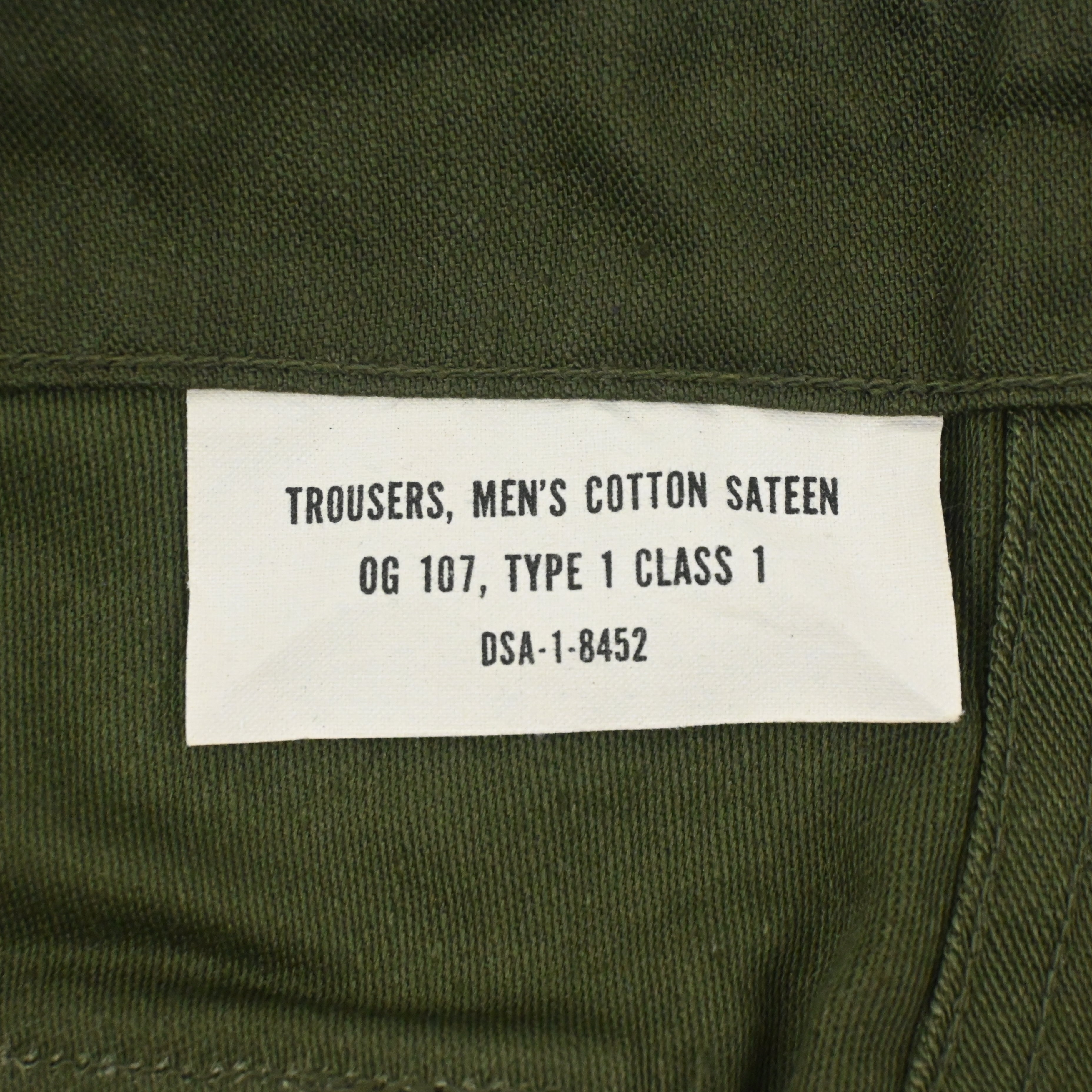 60's SATEEN FATIGUE PANTS BUTTON FLY DEAD STOCK SIZE W32 L29