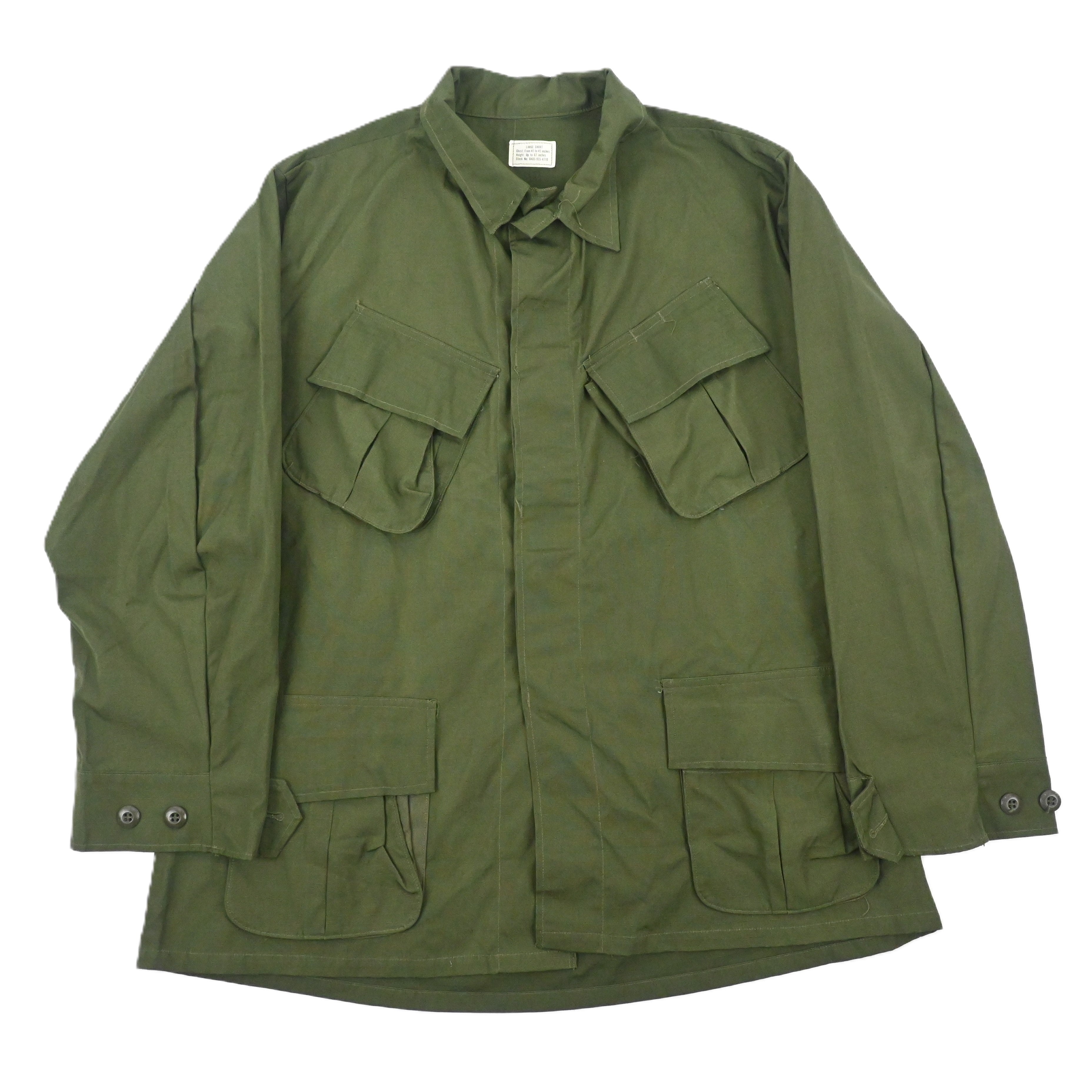 ’69 JUNGLE FATIGUE JACKET 4TH RIP STOP SIZE L-SHORT DEAD STOCK