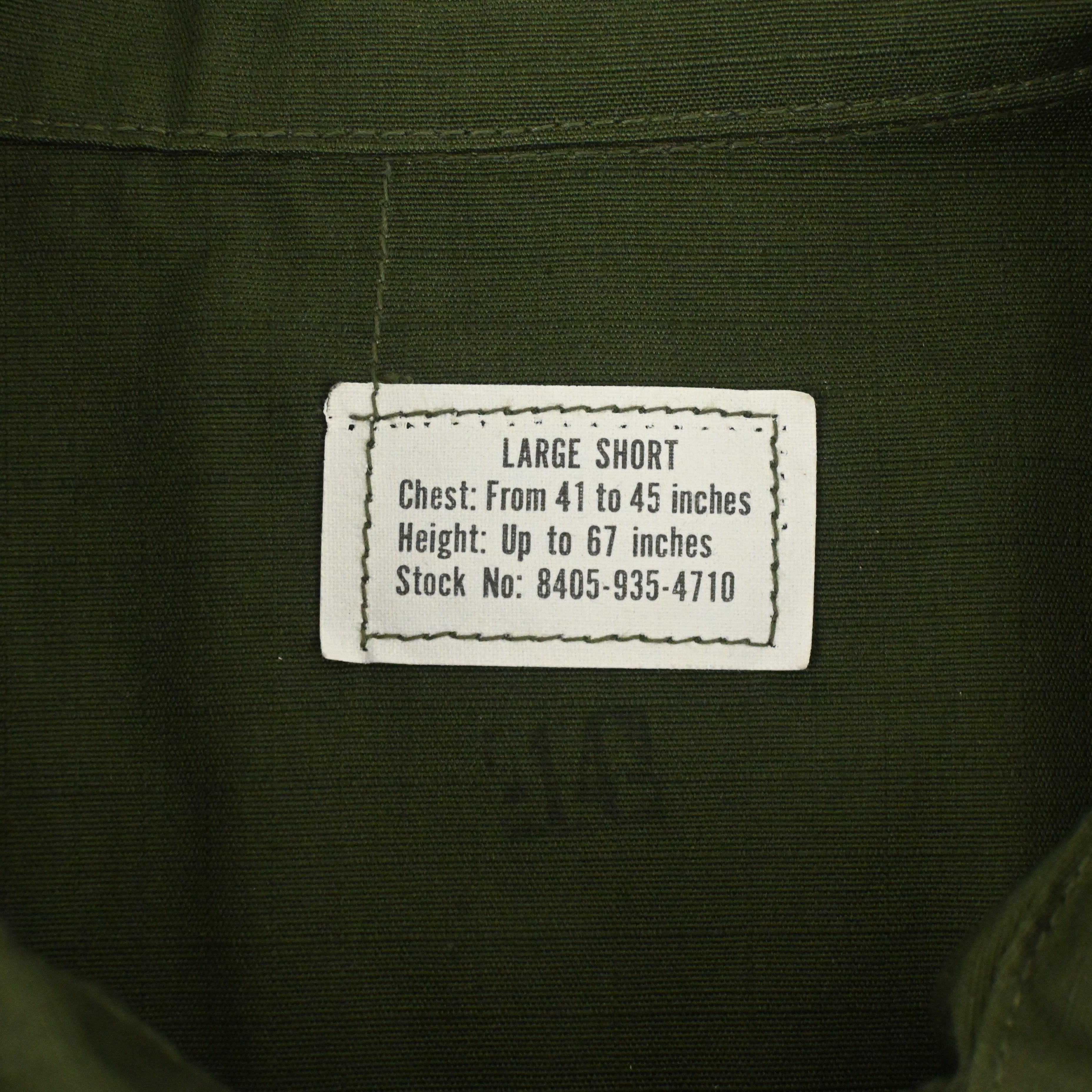 ’69 JUNGLE FATIGUE JACKET 4TH RIP STOP SIZE L-SHORT DEAD STOCK