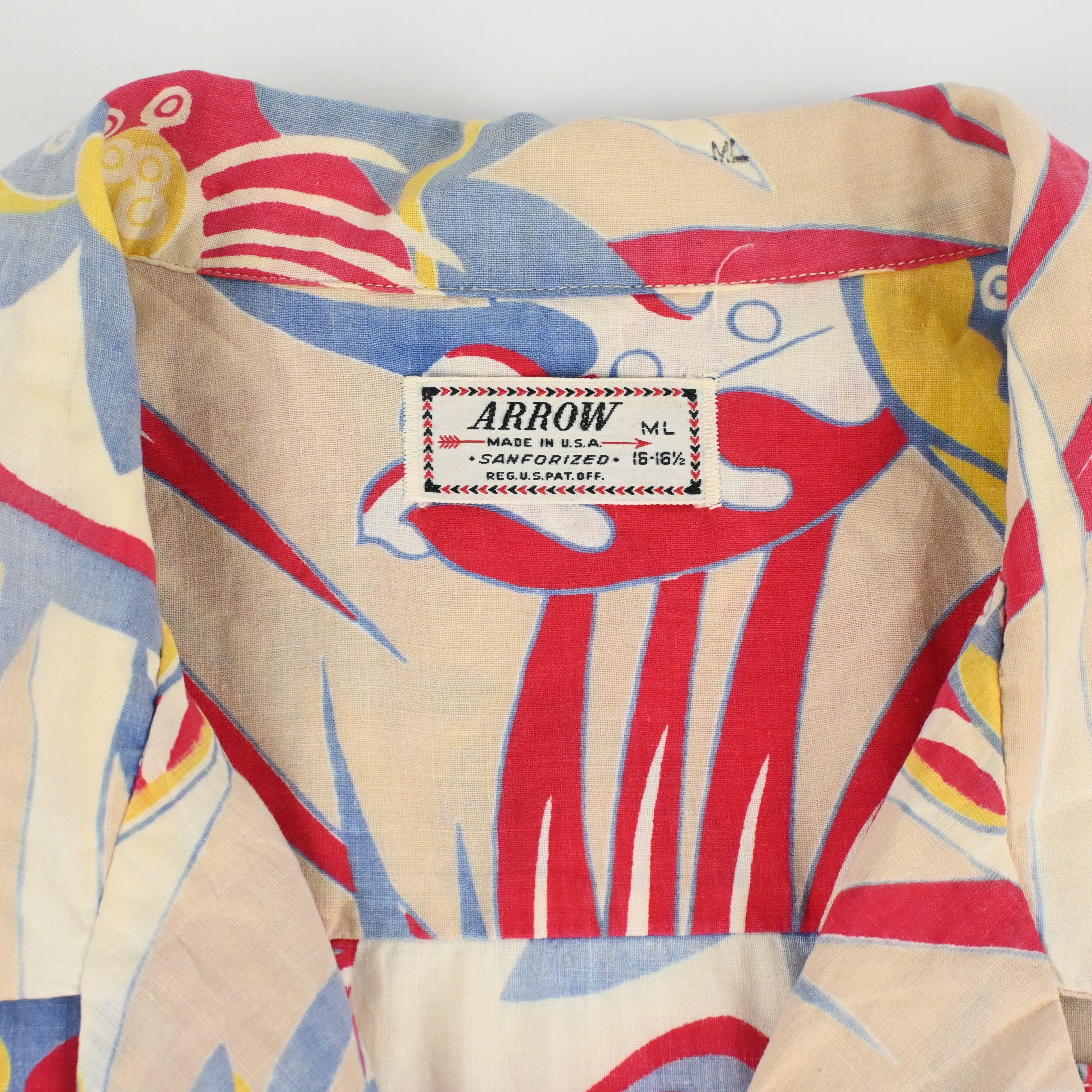 40's ARROW COTTON HAWAIIAN SHIRT SIZE ML