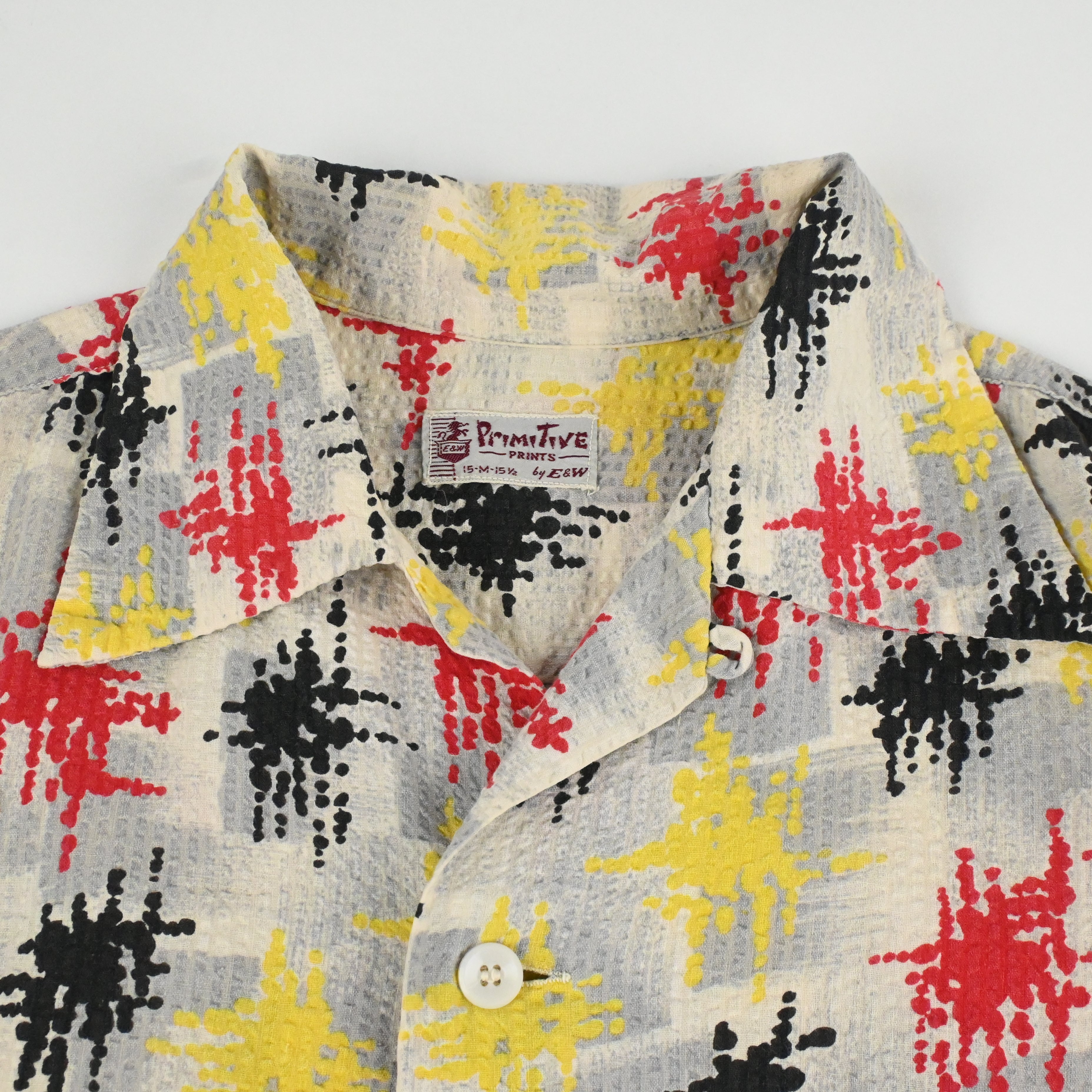 50's SEERSUCKER ATOMIC LOOP COLLAR SHIRT SIZE M