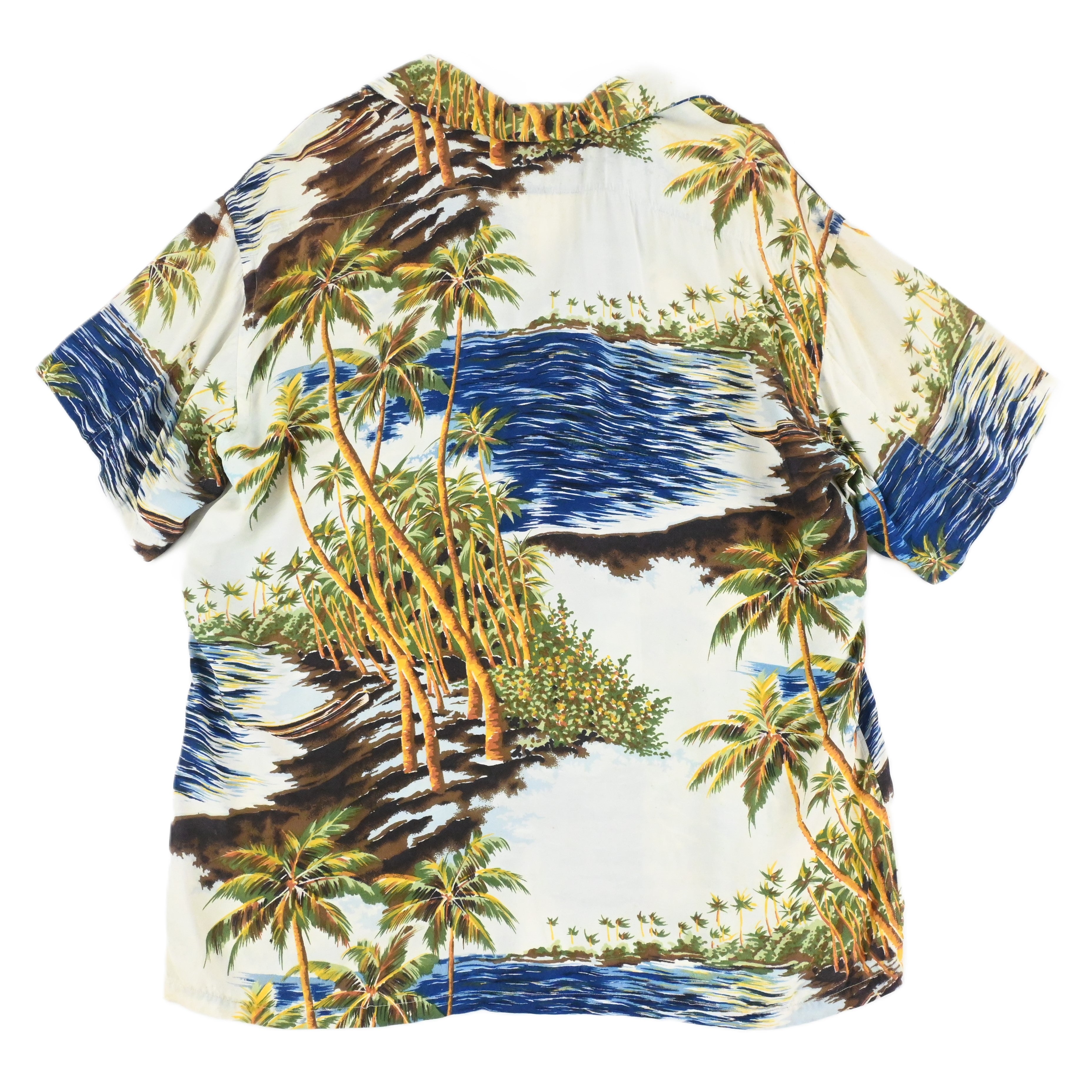 50's Sun Bros&Co. HORIZONTAL PATTERNED RAYON HAWAIIAN SHIRT