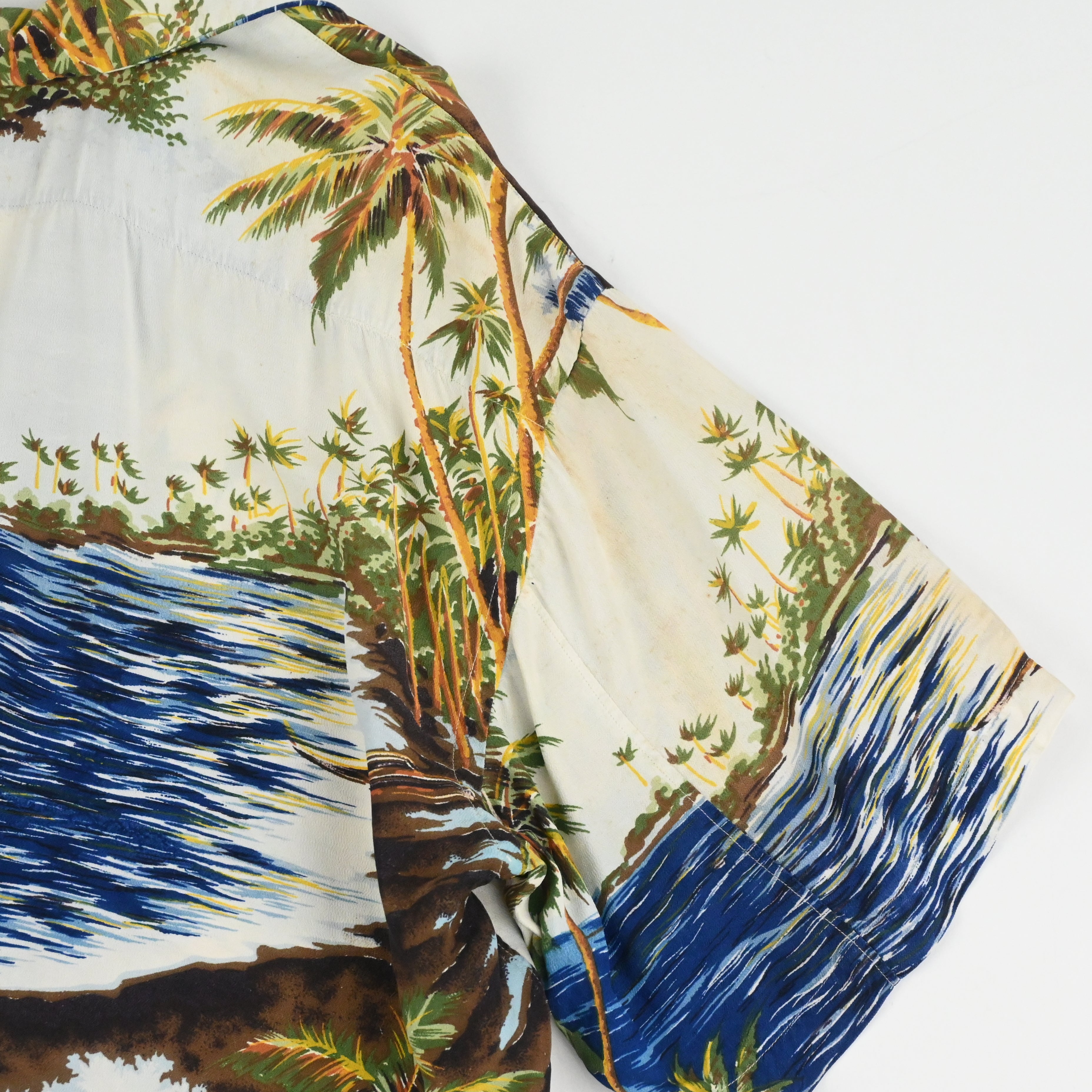 50's Sun Bros&Co. HORIZONTAL PATTERNED RAYON HAWAIIAN SHIRT