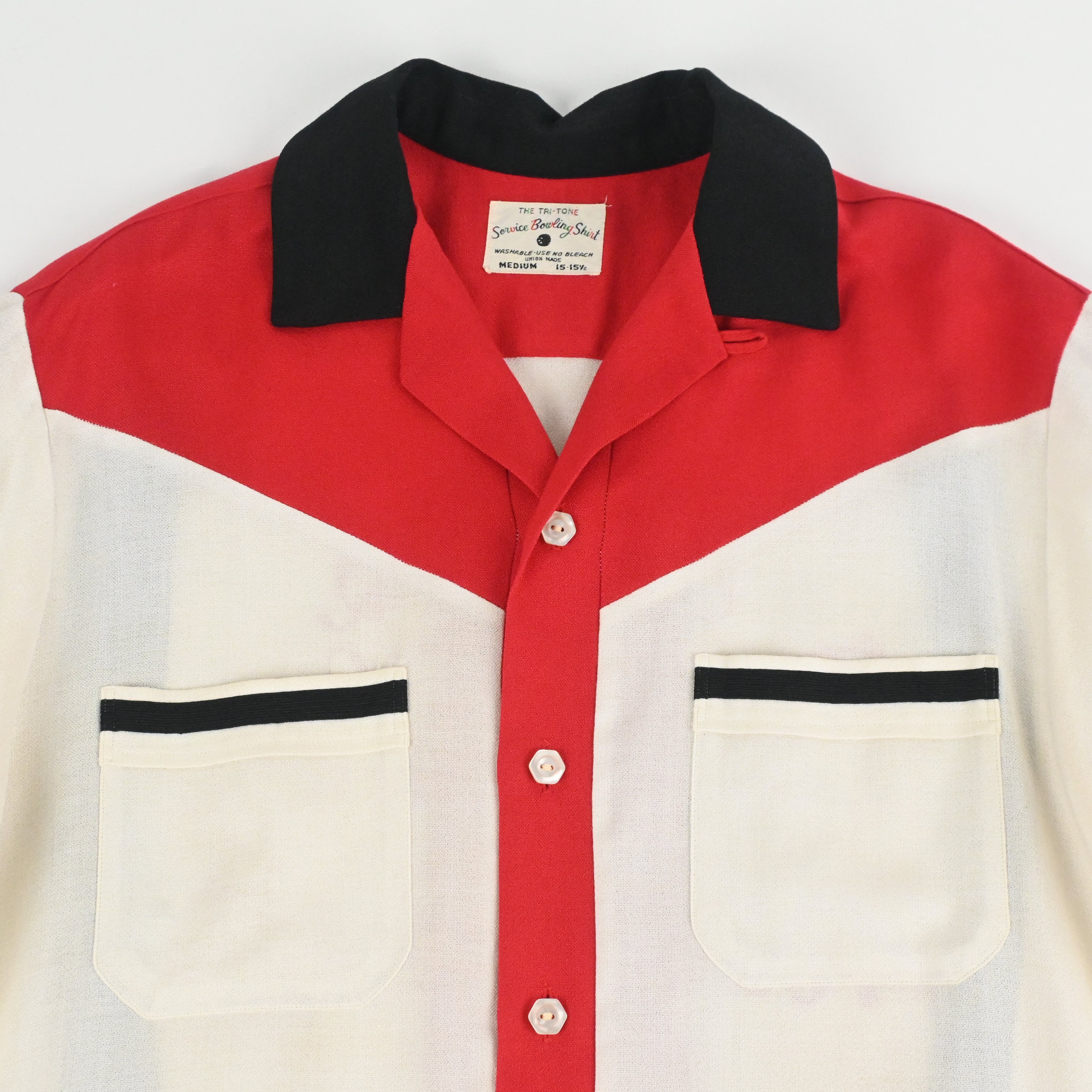Service Bowling Shirt　 ボーリングシャツ 50's M 50's Service Bowling Shirt THE TRI-TONE NON WASH SIZE M