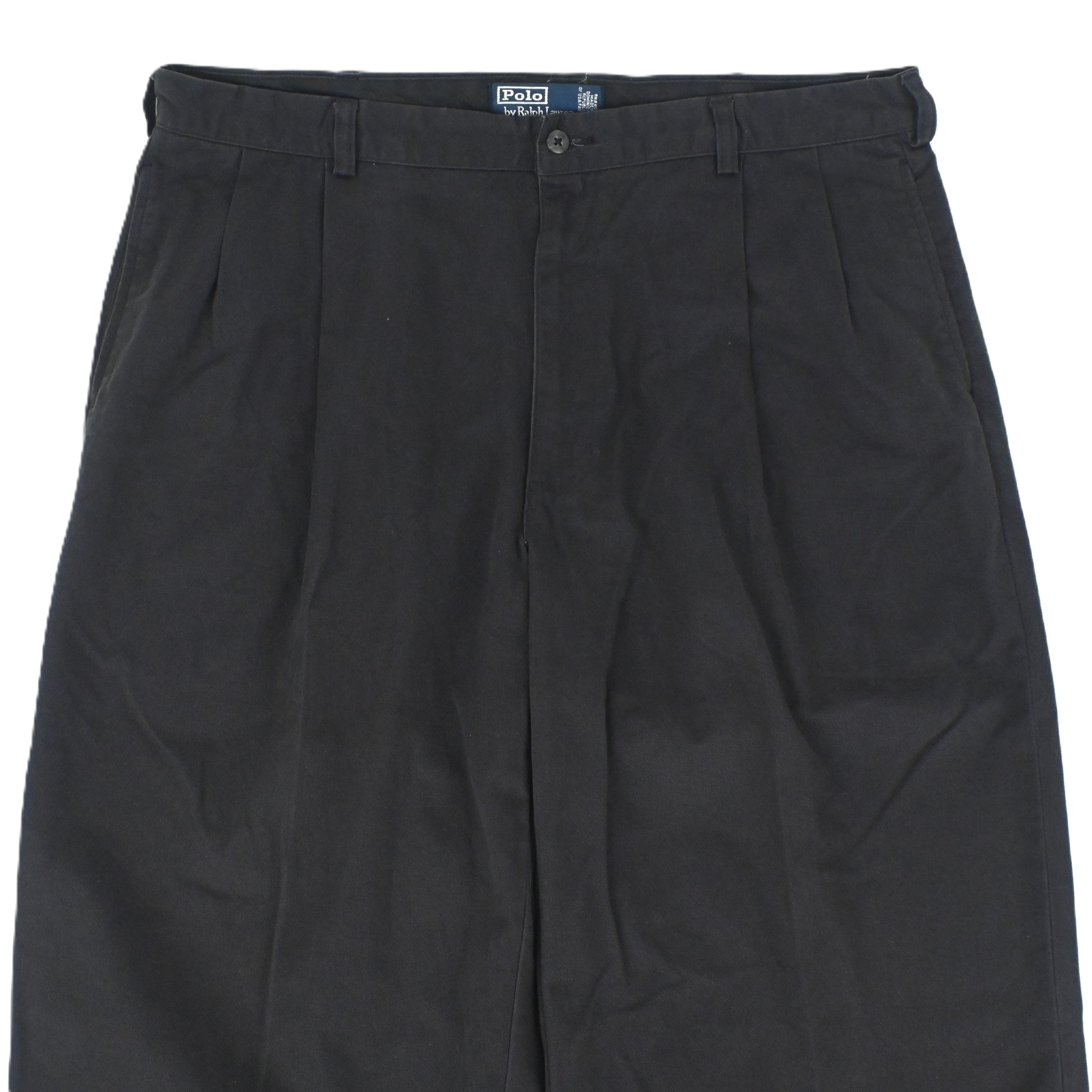 90's POLO BY RALPH LAUREN "HAMMOND" 2 TUCK CHINO TROUSERS BLACK W38 L32