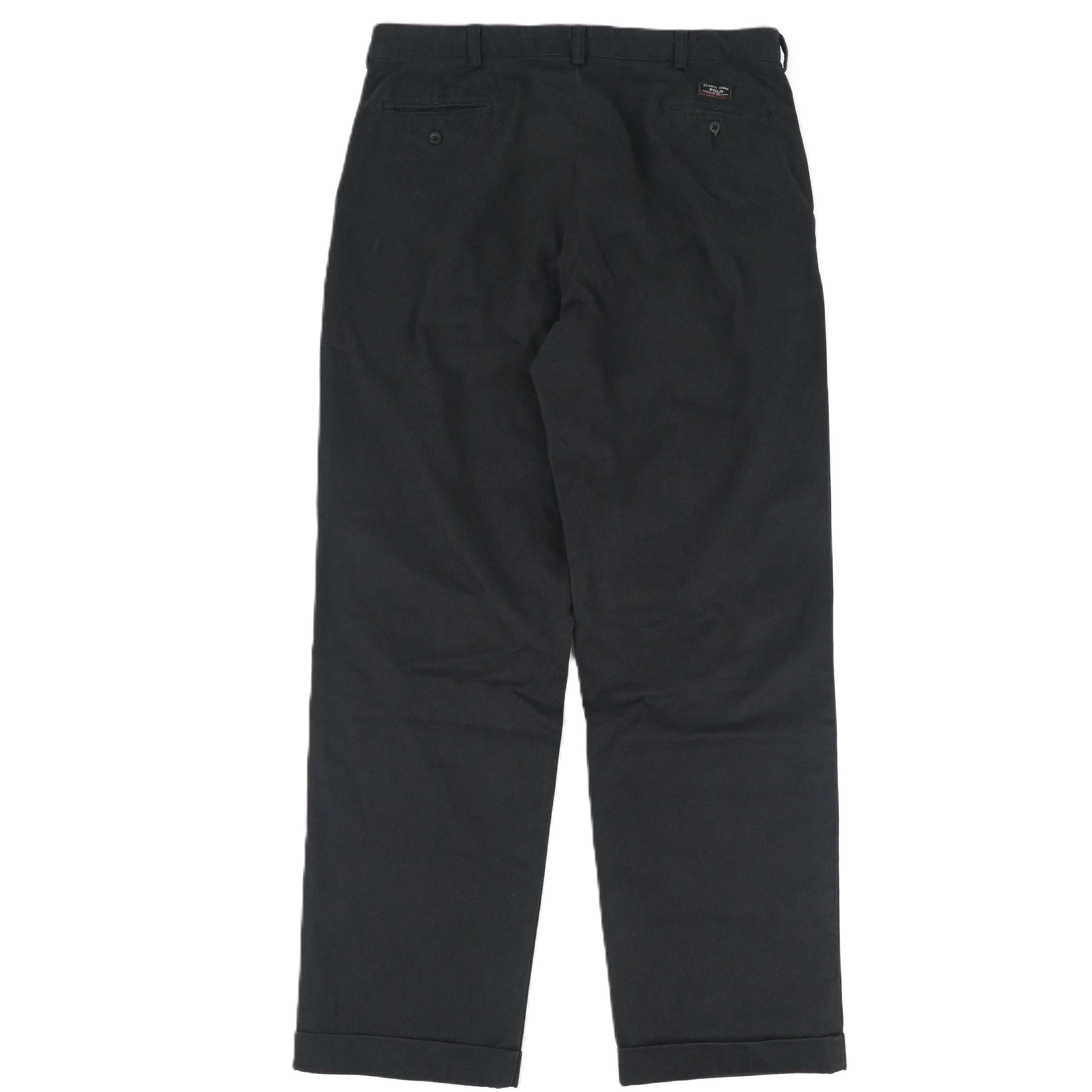 90's POLO BY RALPH LAUREN "HAMMOND" 2 TUCK CHINO TROUSERS BLACK W38 L32