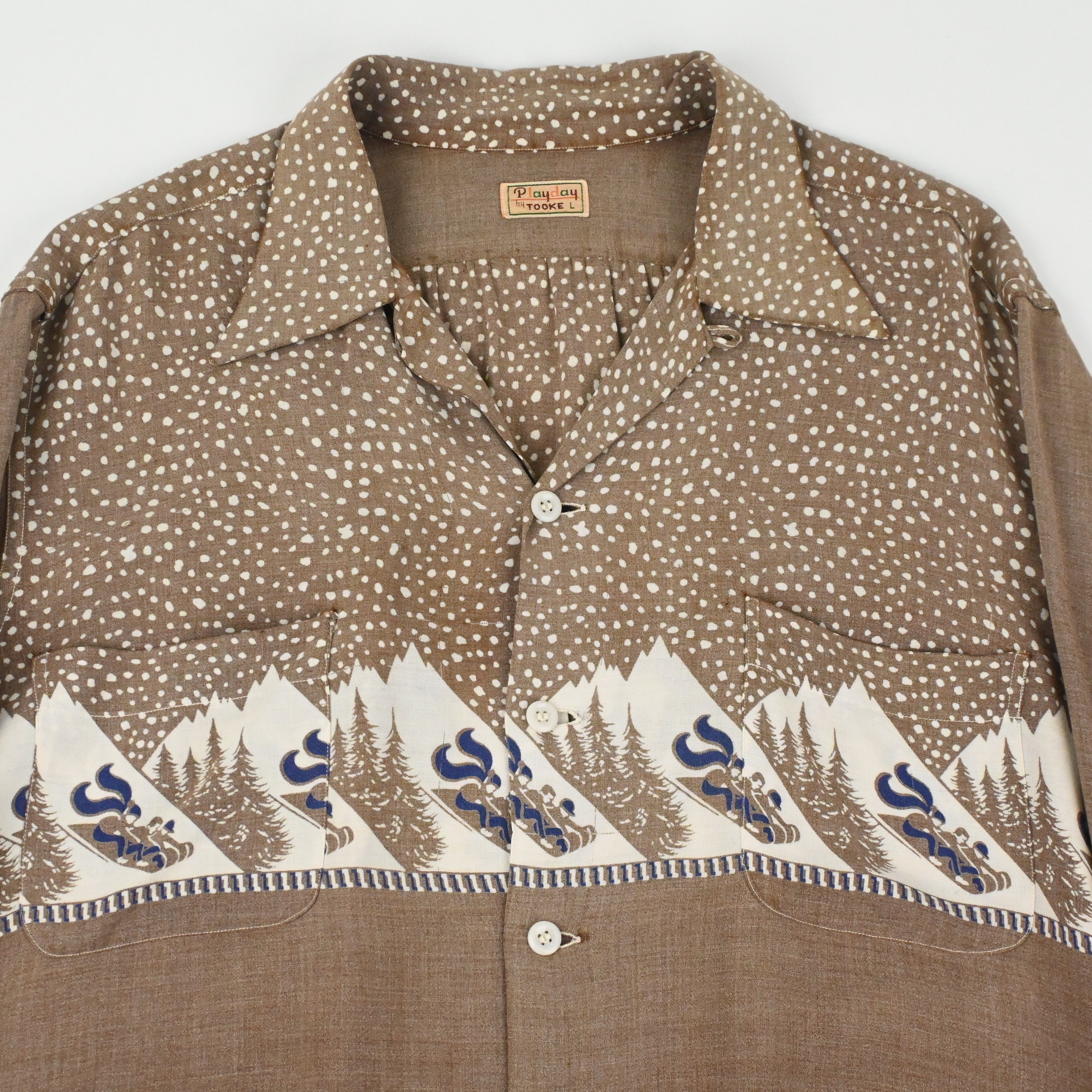 40's PLAY DAY BY TOOKIE RAYON LOOP COLLAR SHIRT SIZE L