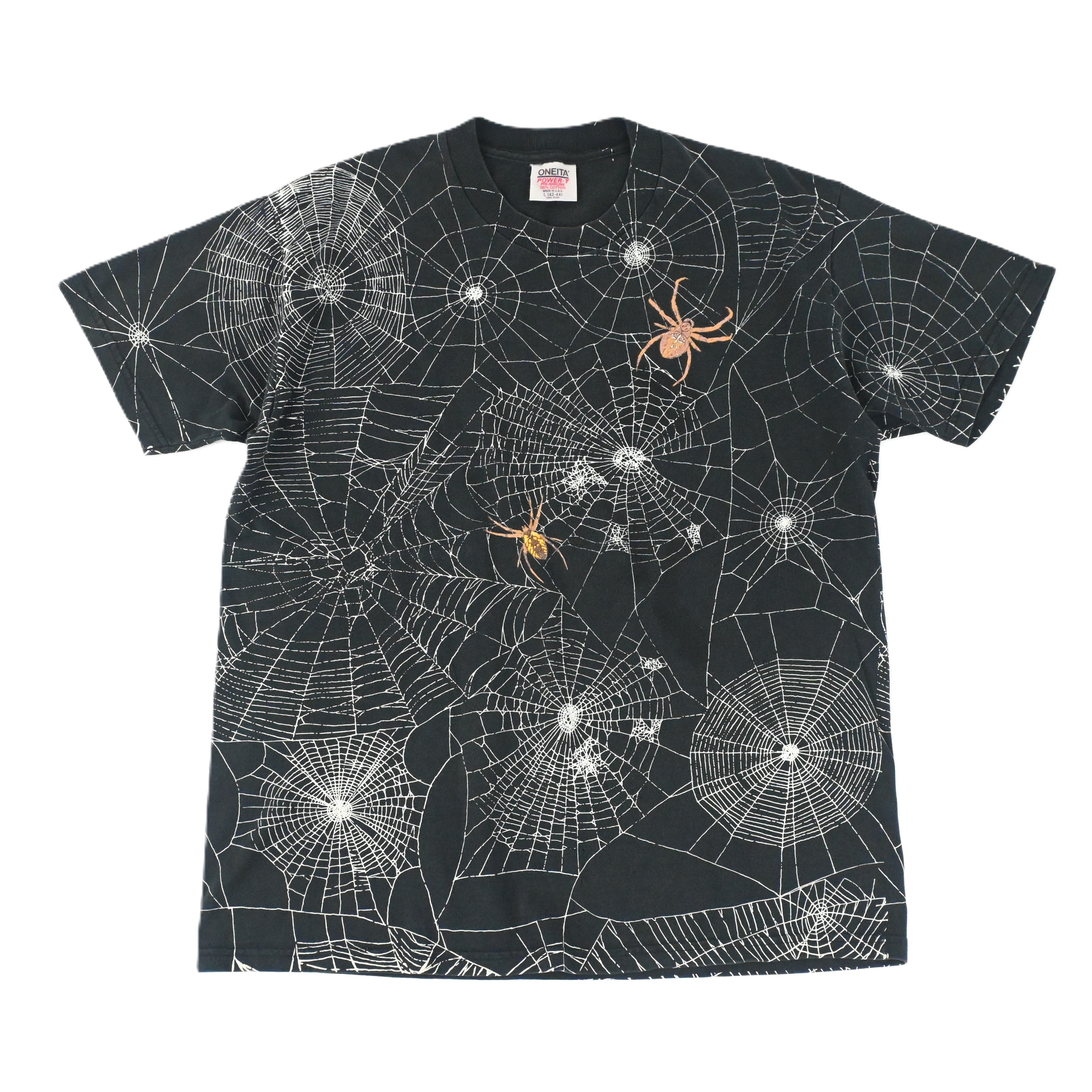 90's SPIDER ALLOVER PRINT T-SHIRT SIZE L