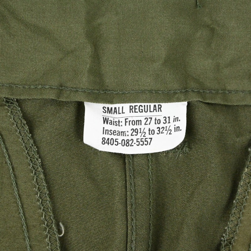 60's U.S ARMY JUNGLE FATIGUE 3RD NON RIP SIZE S-REG DEAD STOCK