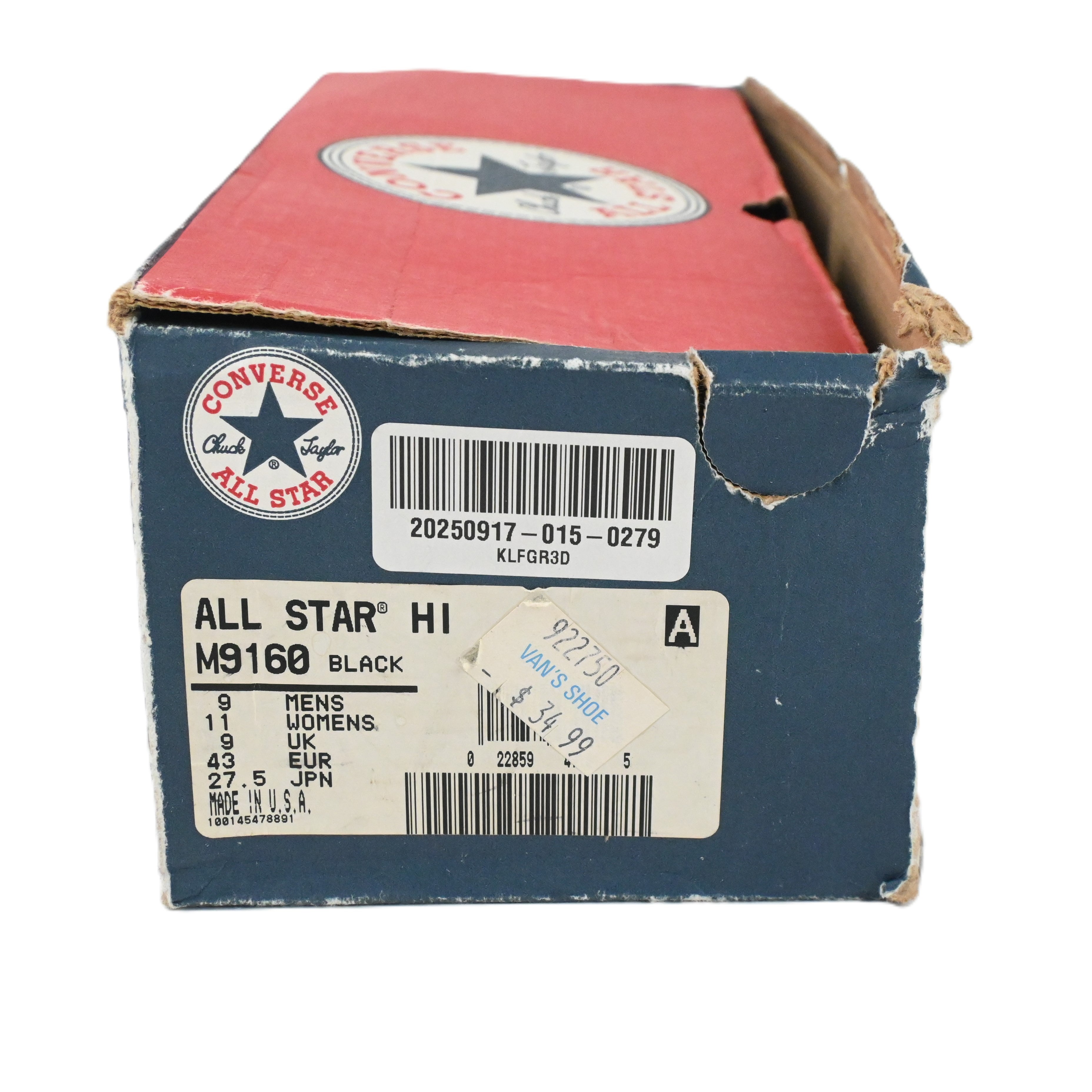 90’s CONVERSE ALL STAR HI BLACK DEAD STOCK SIZE 9