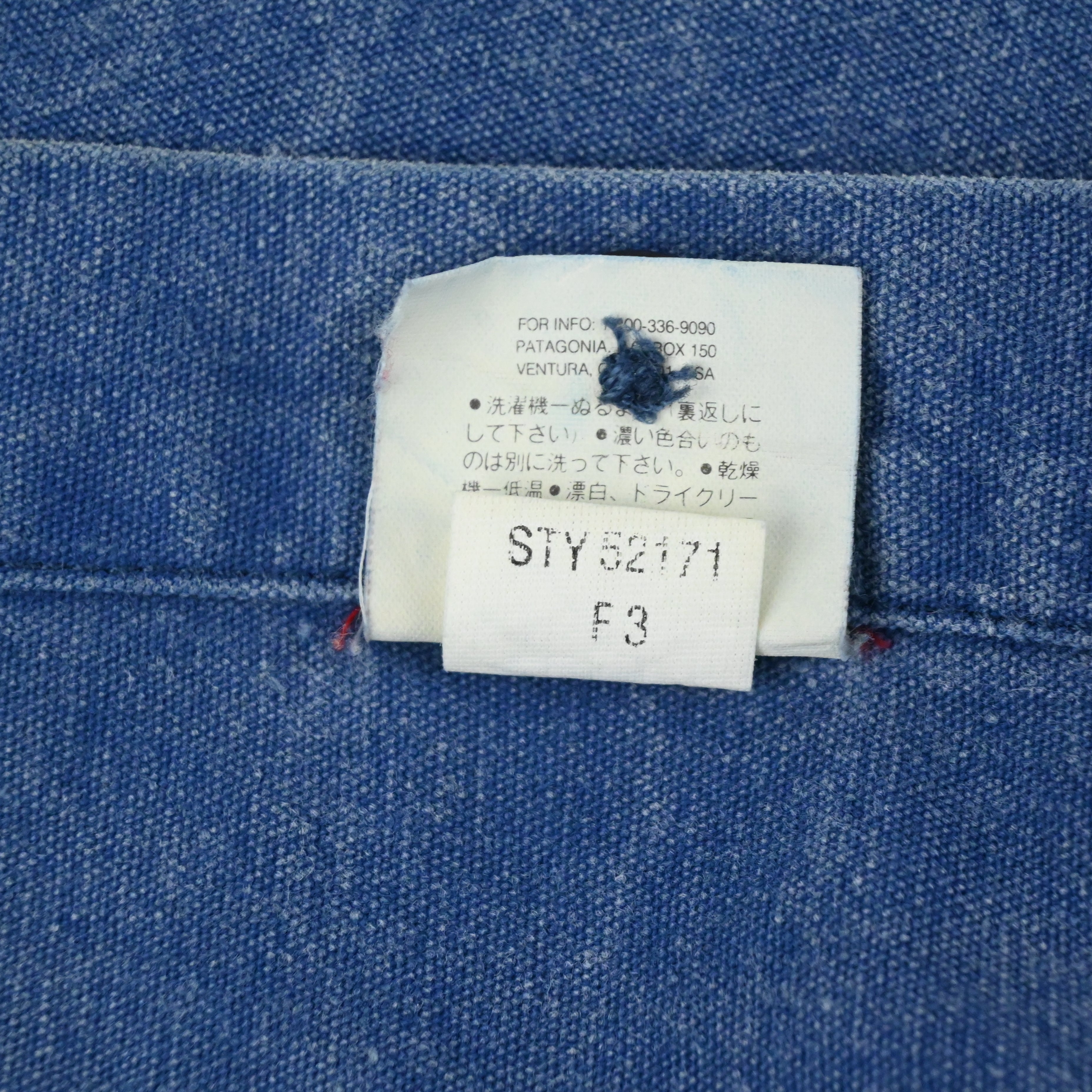’93 PATAGONIA ORIGINAL CANVAS SHIRT INDIGO SIZE L
