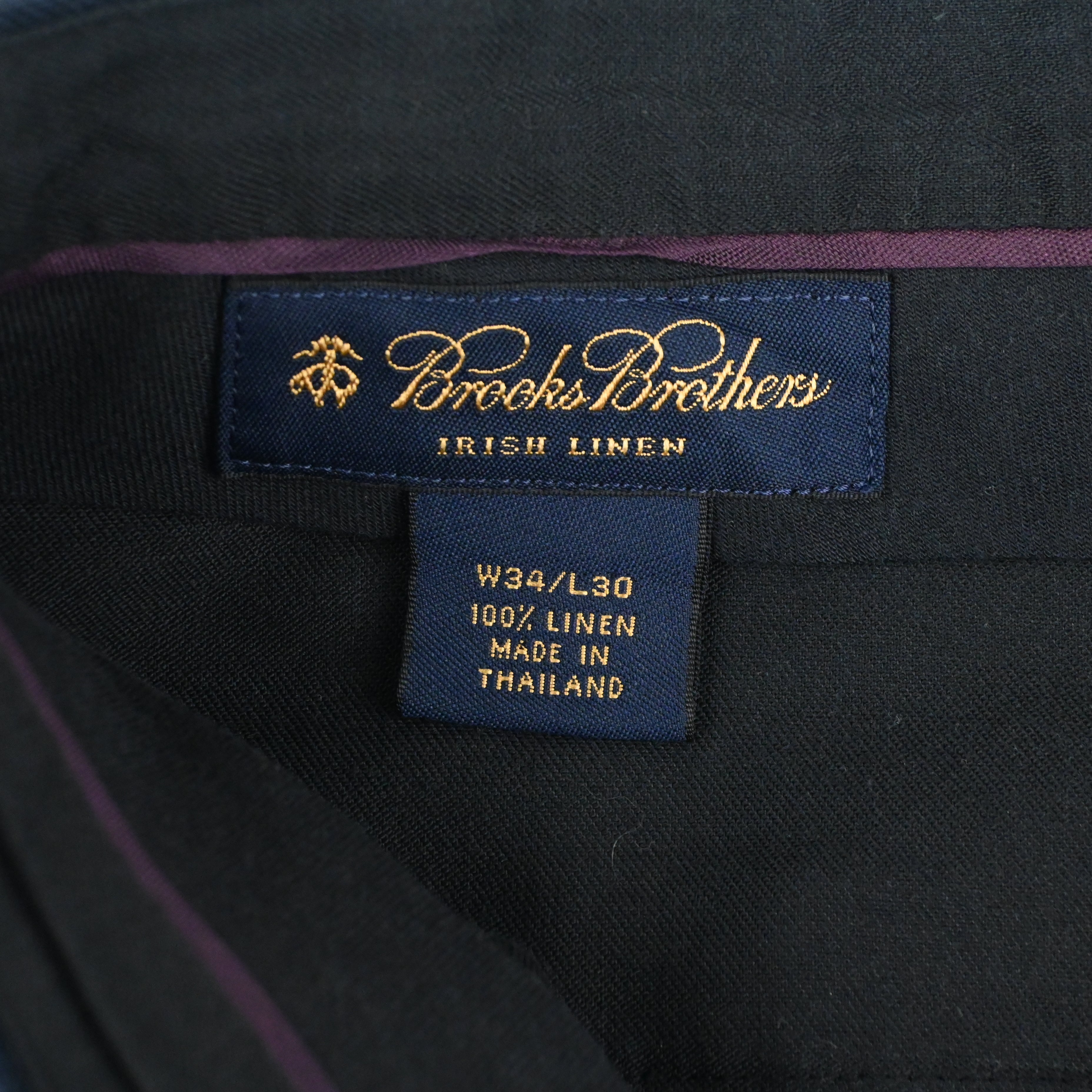 00's BROOKS BROTHERS 100% LINEN 2TUCK SLACKS SIZE W33 L29