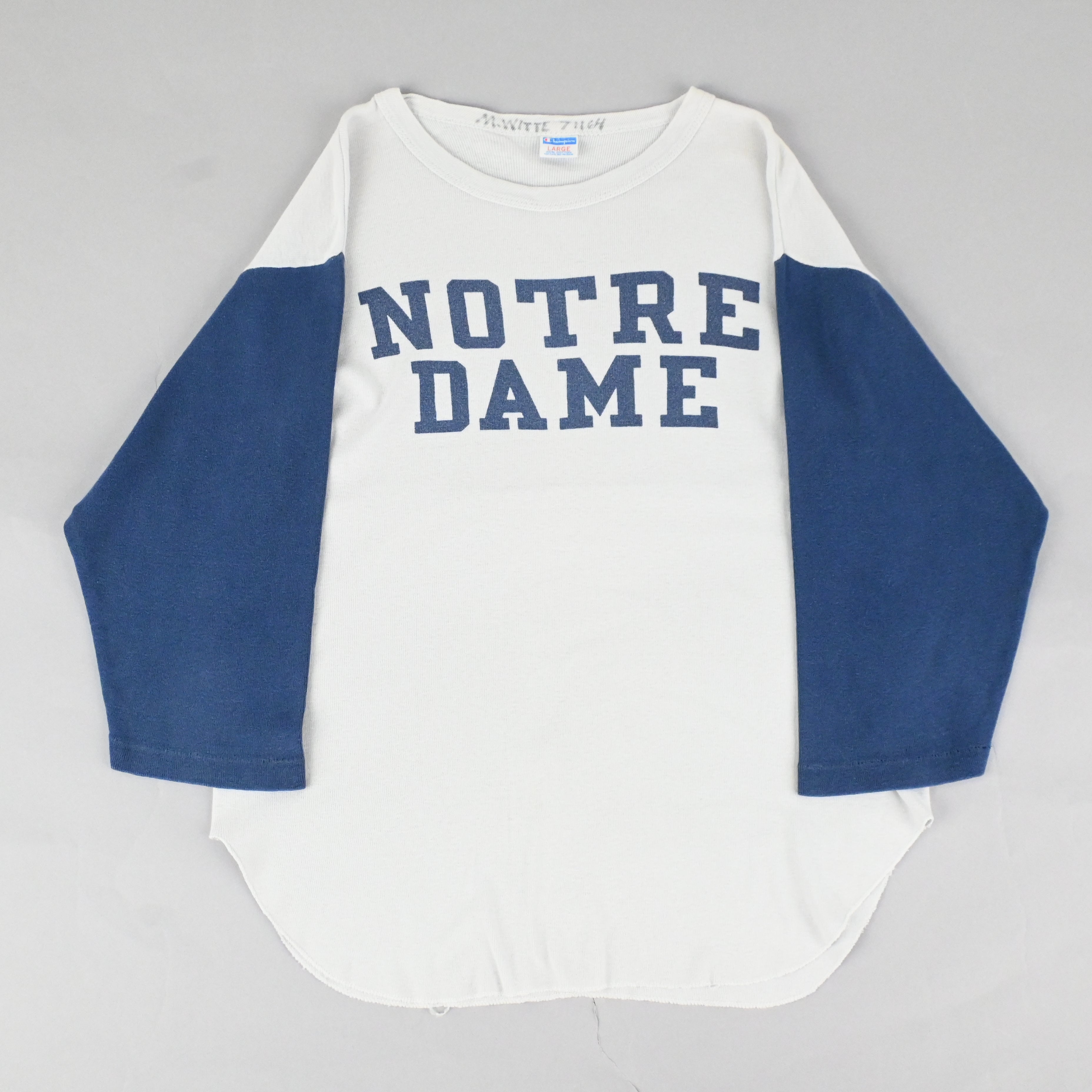 70's CHAMPION "NOTRE DAME" BASEBALL T-SHIRT SIZE L