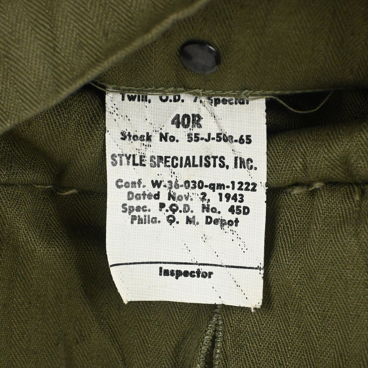 40’s US ARMY M-43 UTILITY JACKET HBT SIZE 40R NON WASH