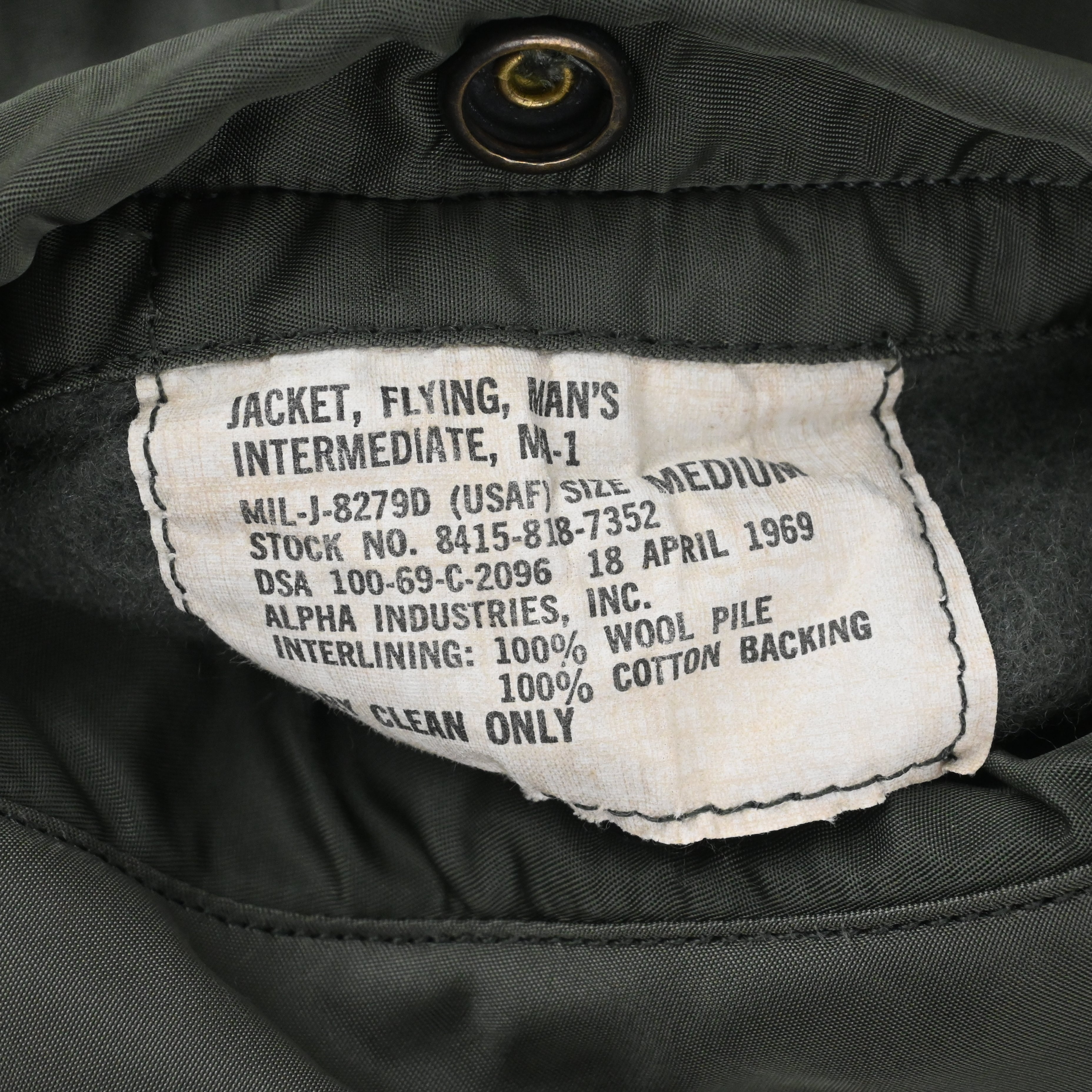 '69 U.S.A.F. MA-1 SIZE L MIL-J-8279D(USAF) SIZE M