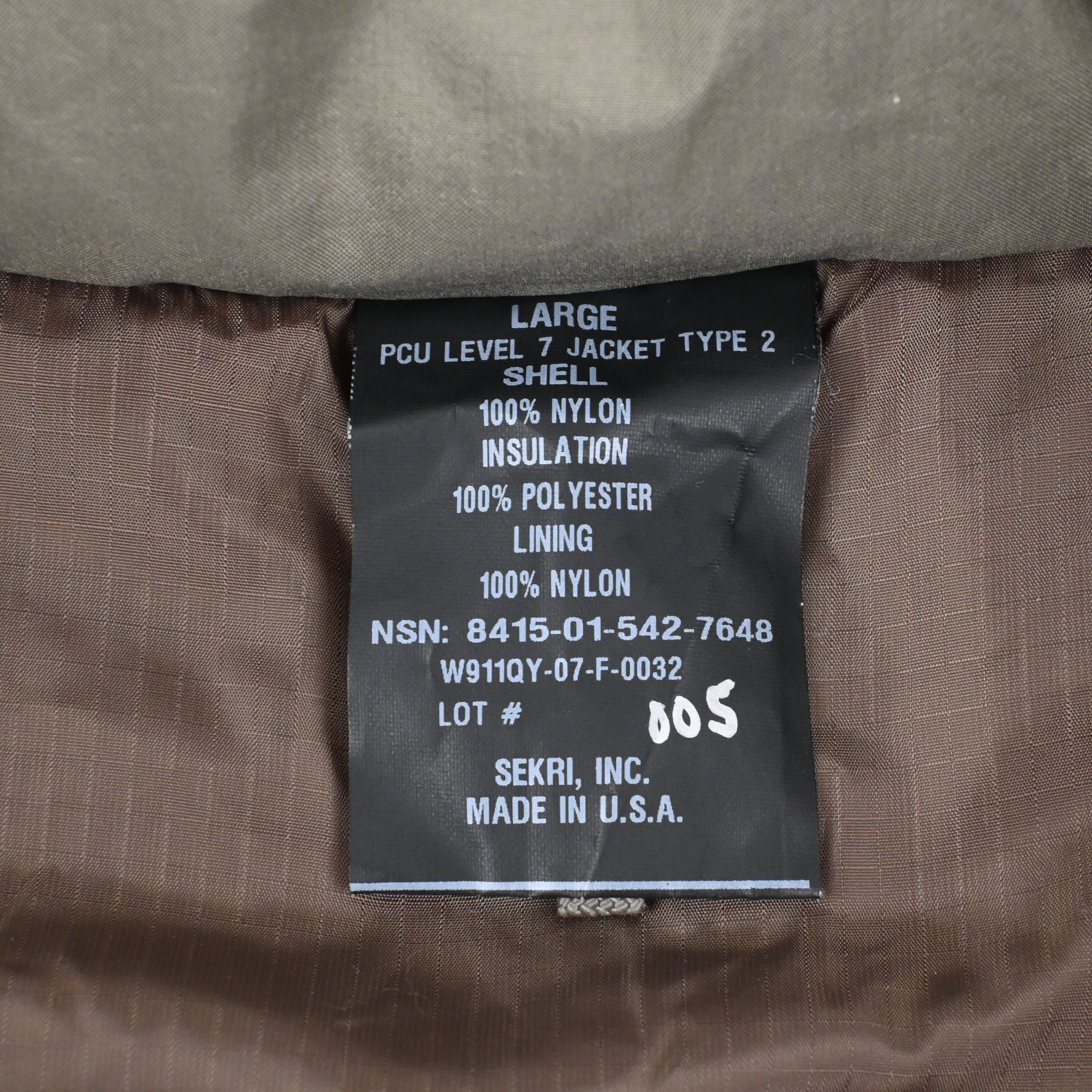 USSOCOM PCU LEVEL7 TYPE-2 JACKET SEKRI SIZE L-REG