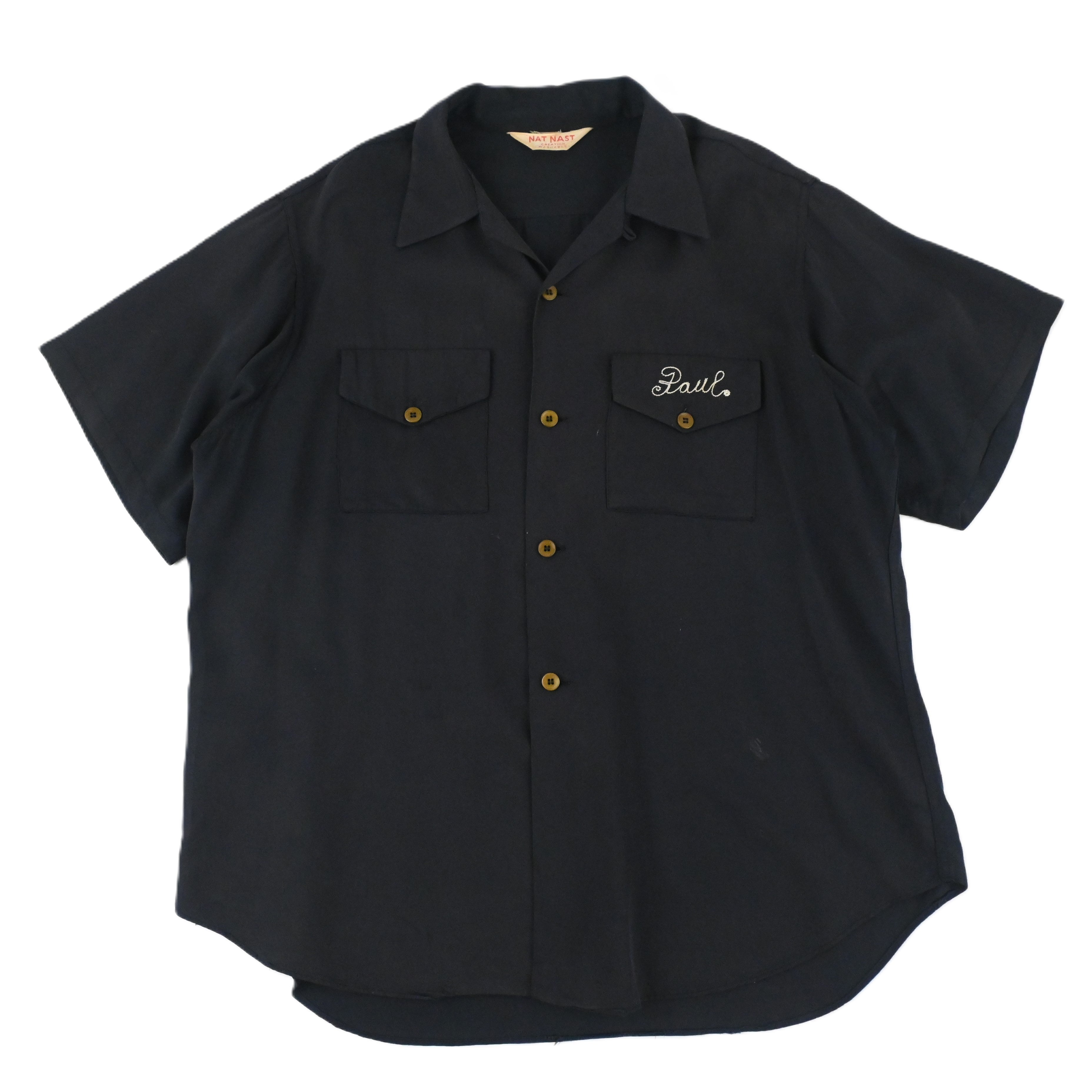 【50s~Vintage】 NAT NAST ボーリングシャツ USA製 50's NAT NAST BOWLING SHIRT BLACK