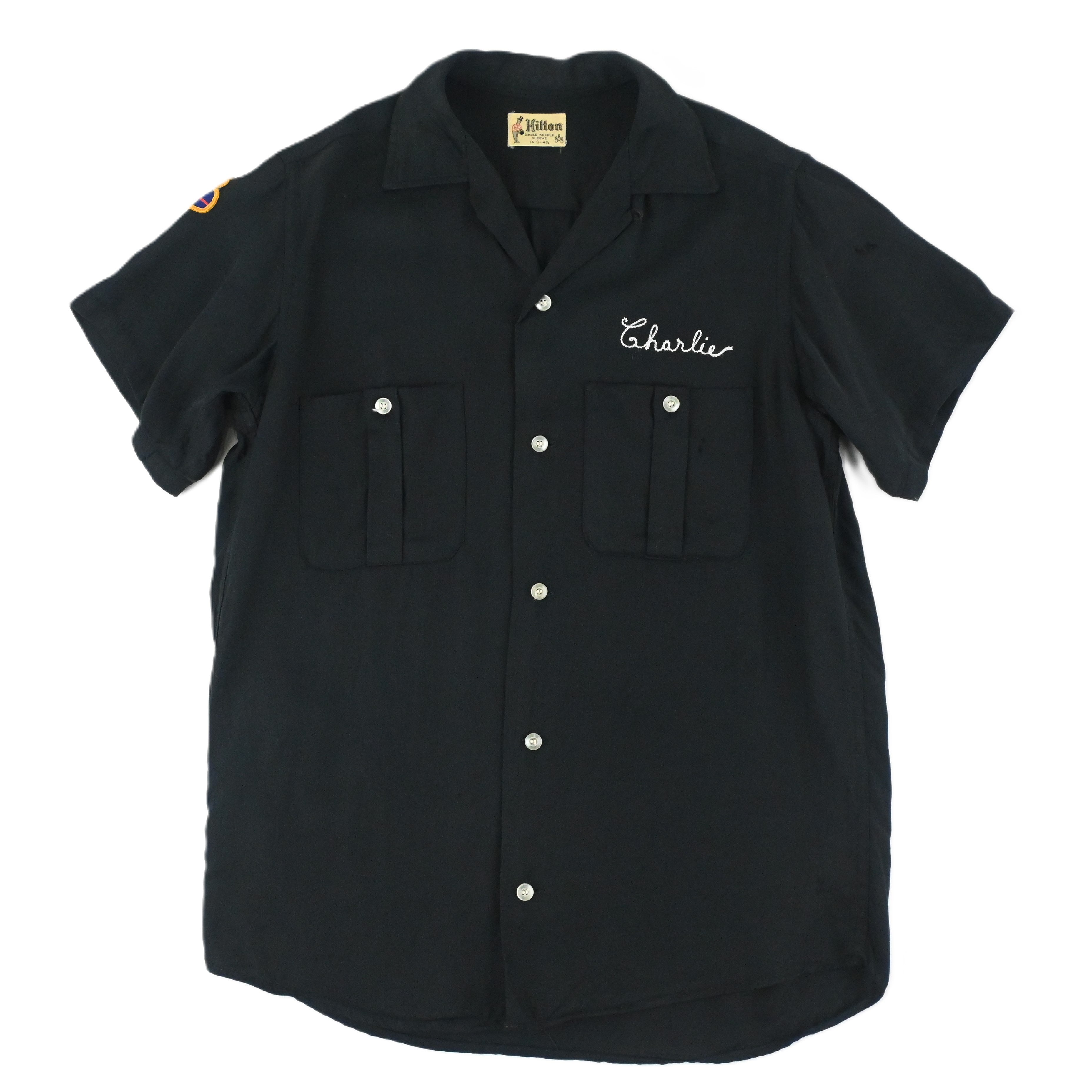 60's HILTON BOWLING SHIRT BLACK SIZE S